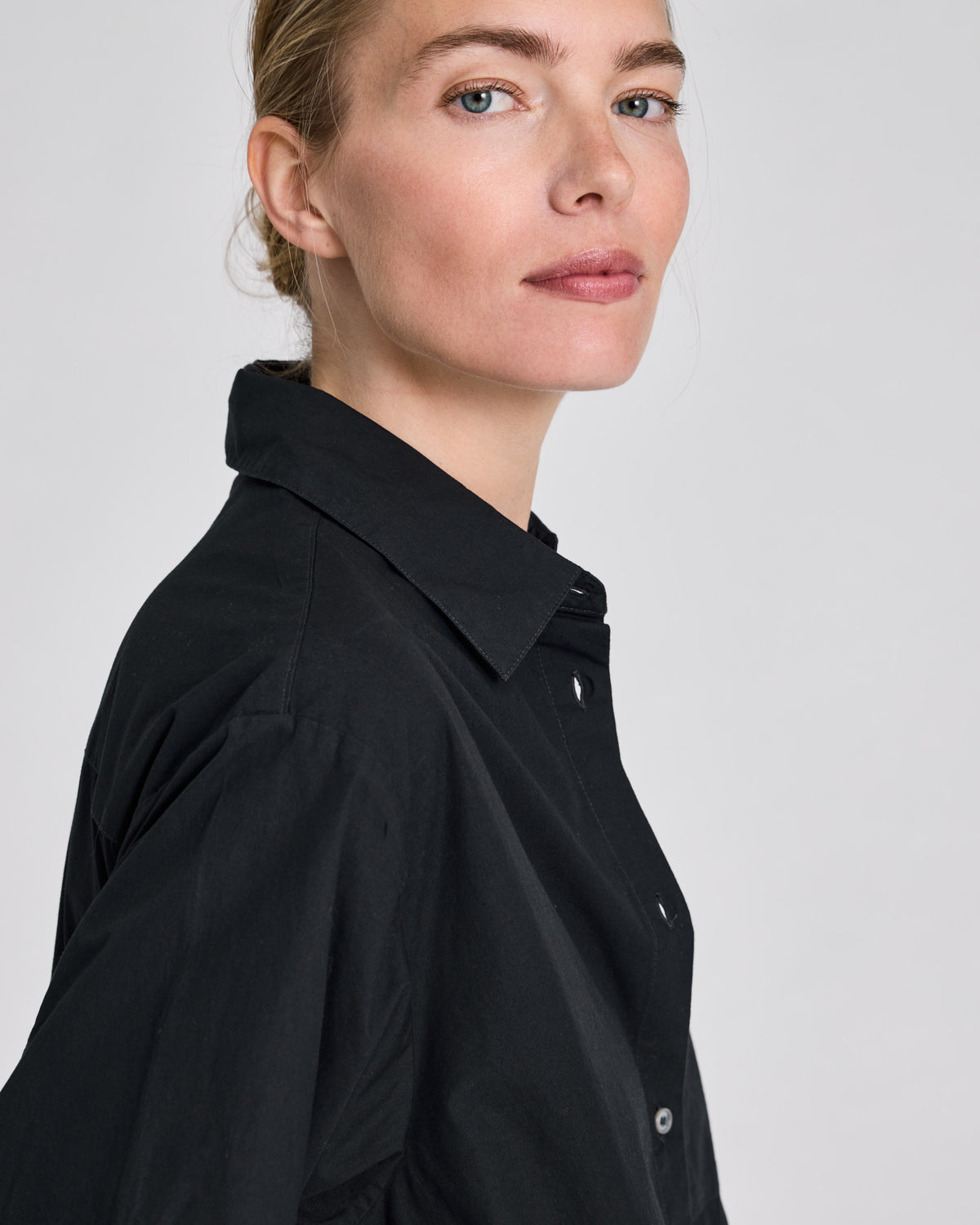 LISVA Alba Poplin Shirt Dress Dresses & Skirts 652 Stretch Limo Black