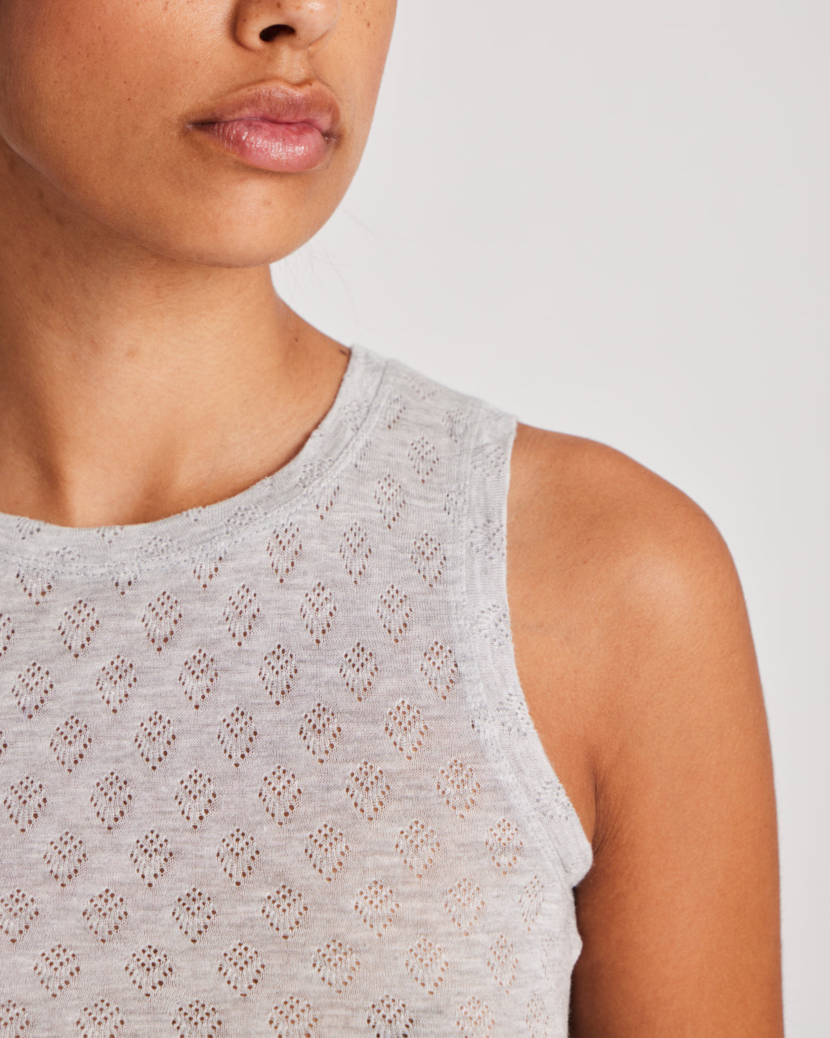 GAI+LISVA Alberte S´less Silk Top Tops & T-shirts 601 Light Grey Melange