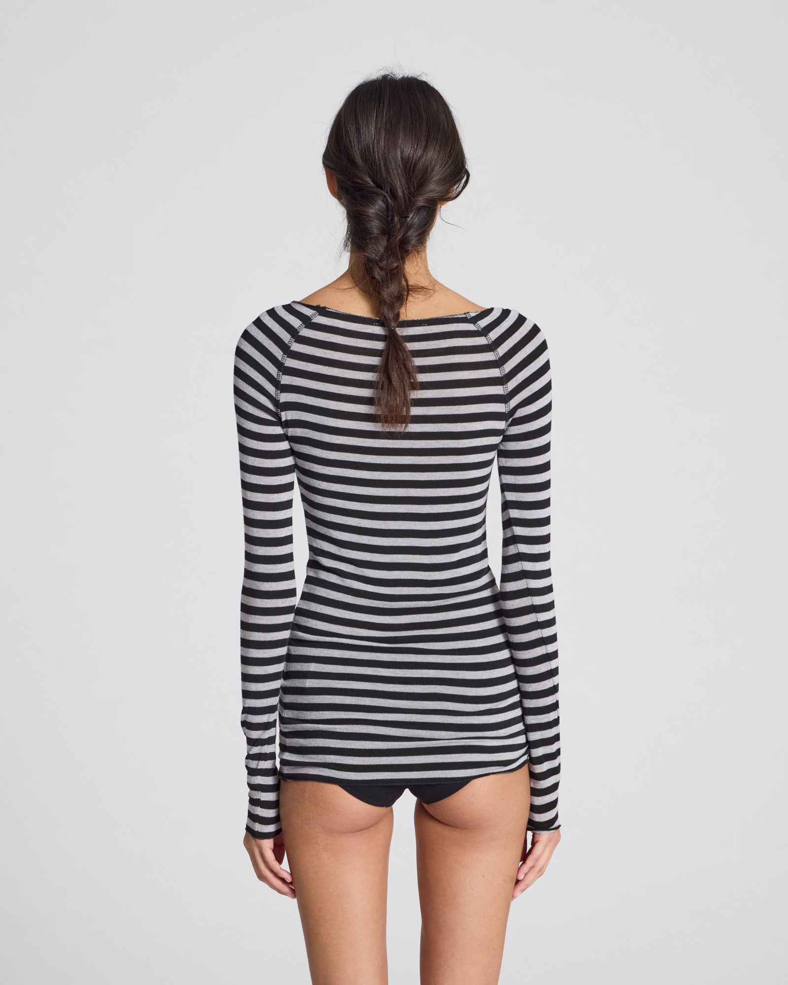 GAI+LISVA Amalie Stripe Wool Top Top 610 Grey and Black Stripe