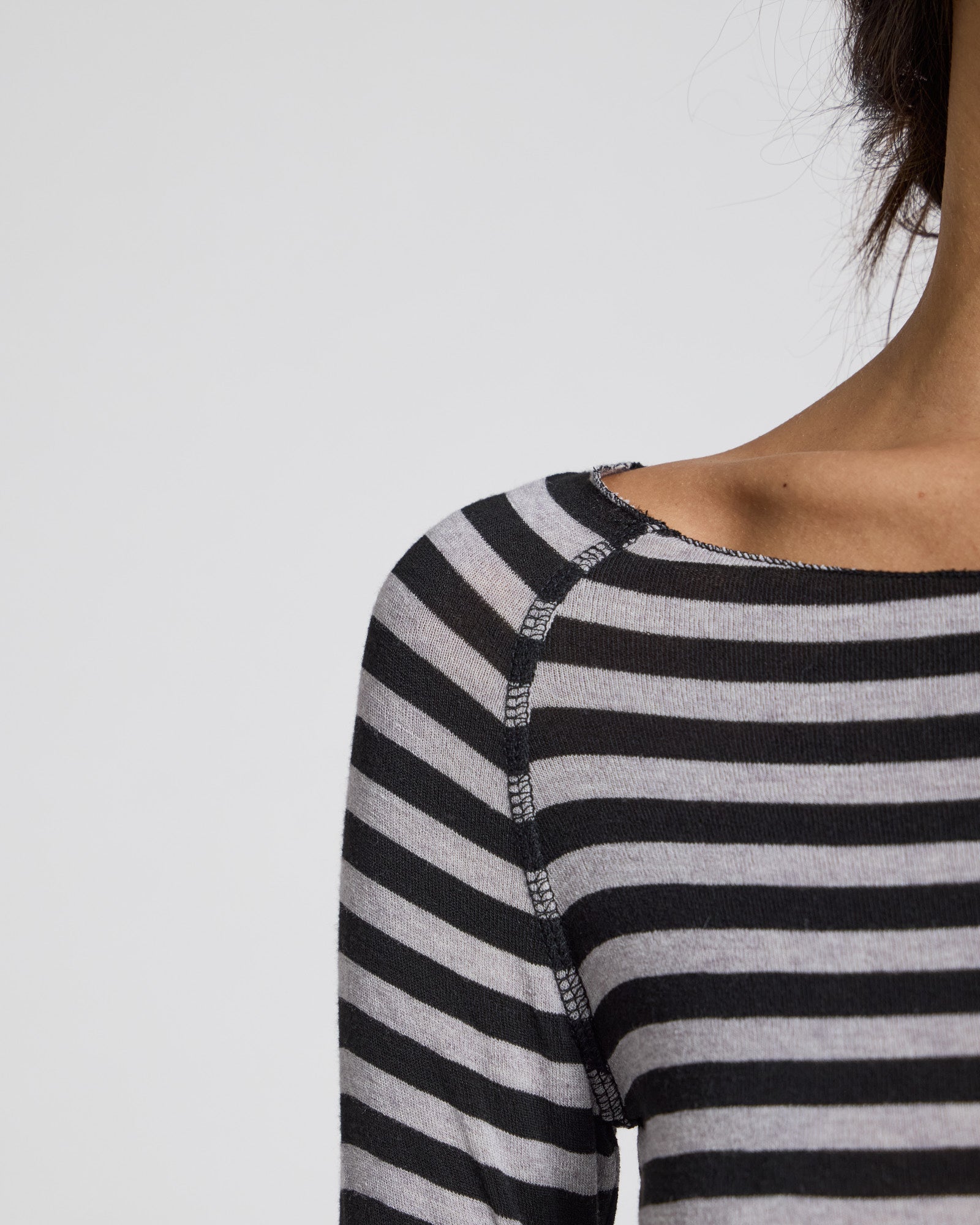 GAI+LISVA Amalie Stripe Wool Top Top 610 Grey and Black Stripe