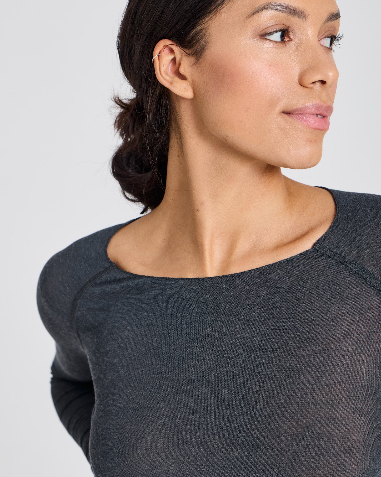 GAI+LISVA Amalie Wool Top Tops & T-shirts 598 Dark Grey Melange