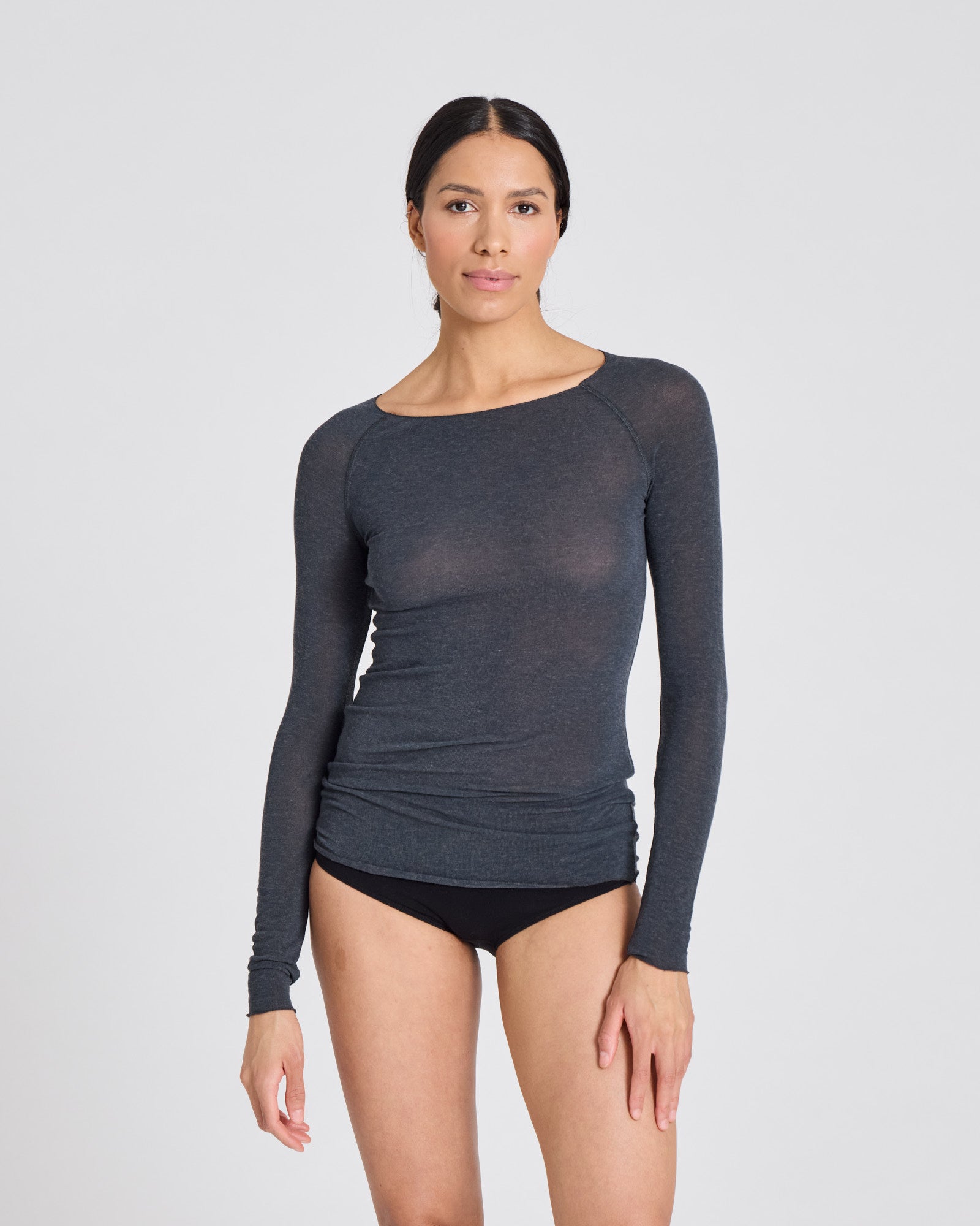 GAI+LISVA Amalie Wool Top Tops & T-shirts 598 Dark Grey Melange