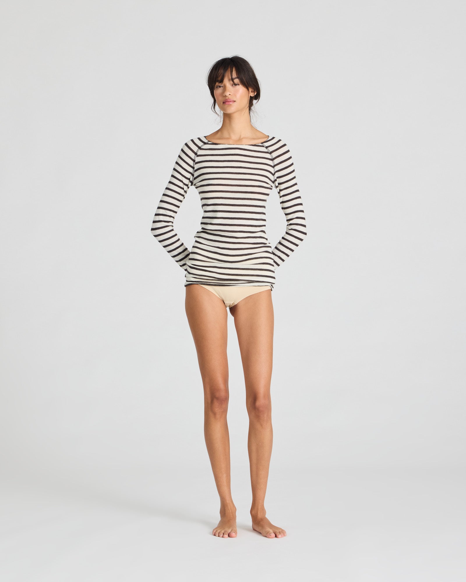 GAI+LISVA Amalie Wool Top Tops & T-shirts 709 Reverse Dark Brown Stripe