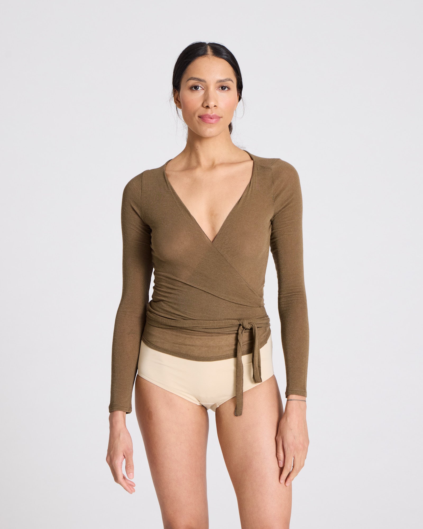 GAI+LISVA Anne Wool Wrap Top Tops & T-shirts 861 Kangaroo