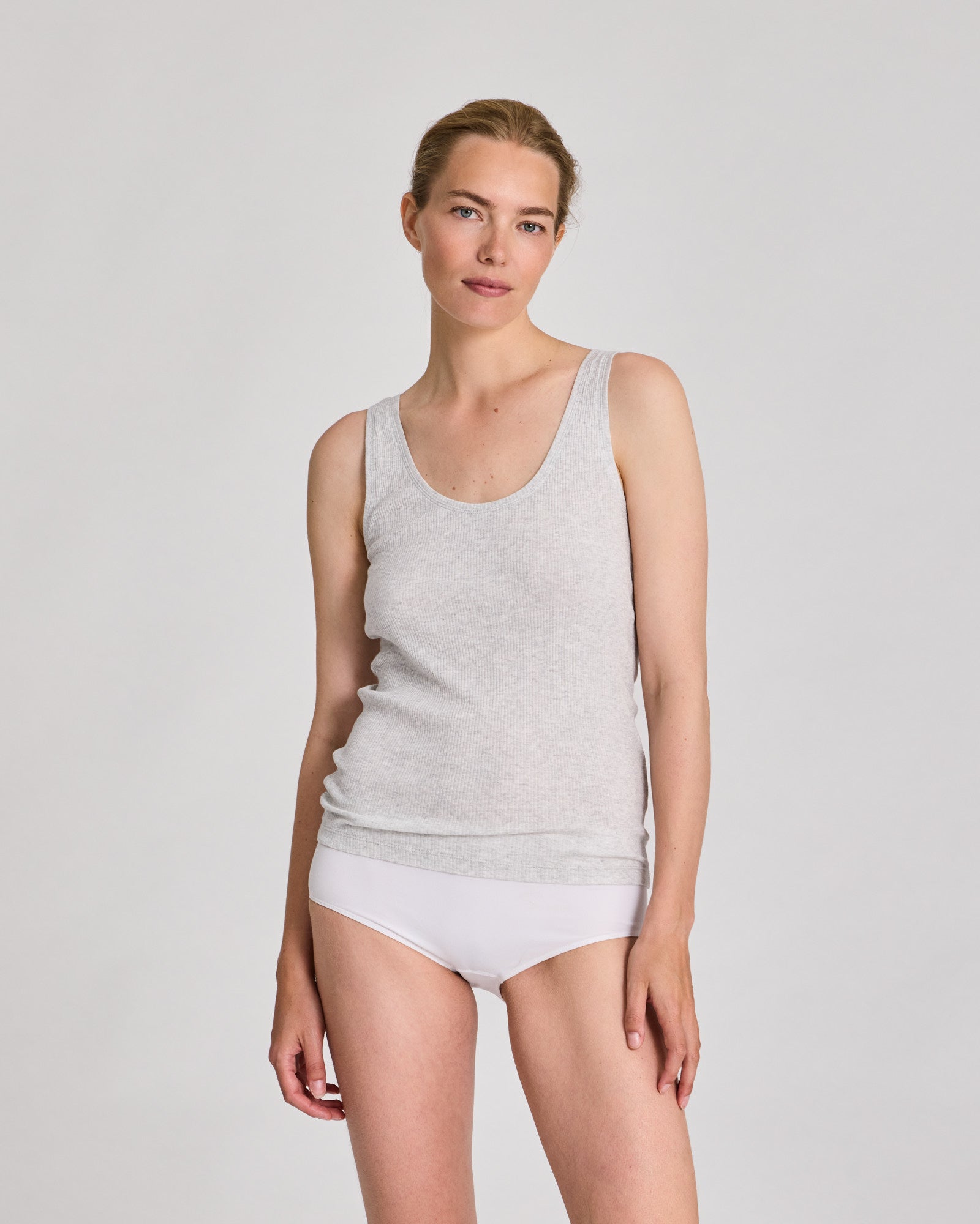 GAI+LISVA Beate Cotton Top Tops & T-shirts 601 Light Grey Melange