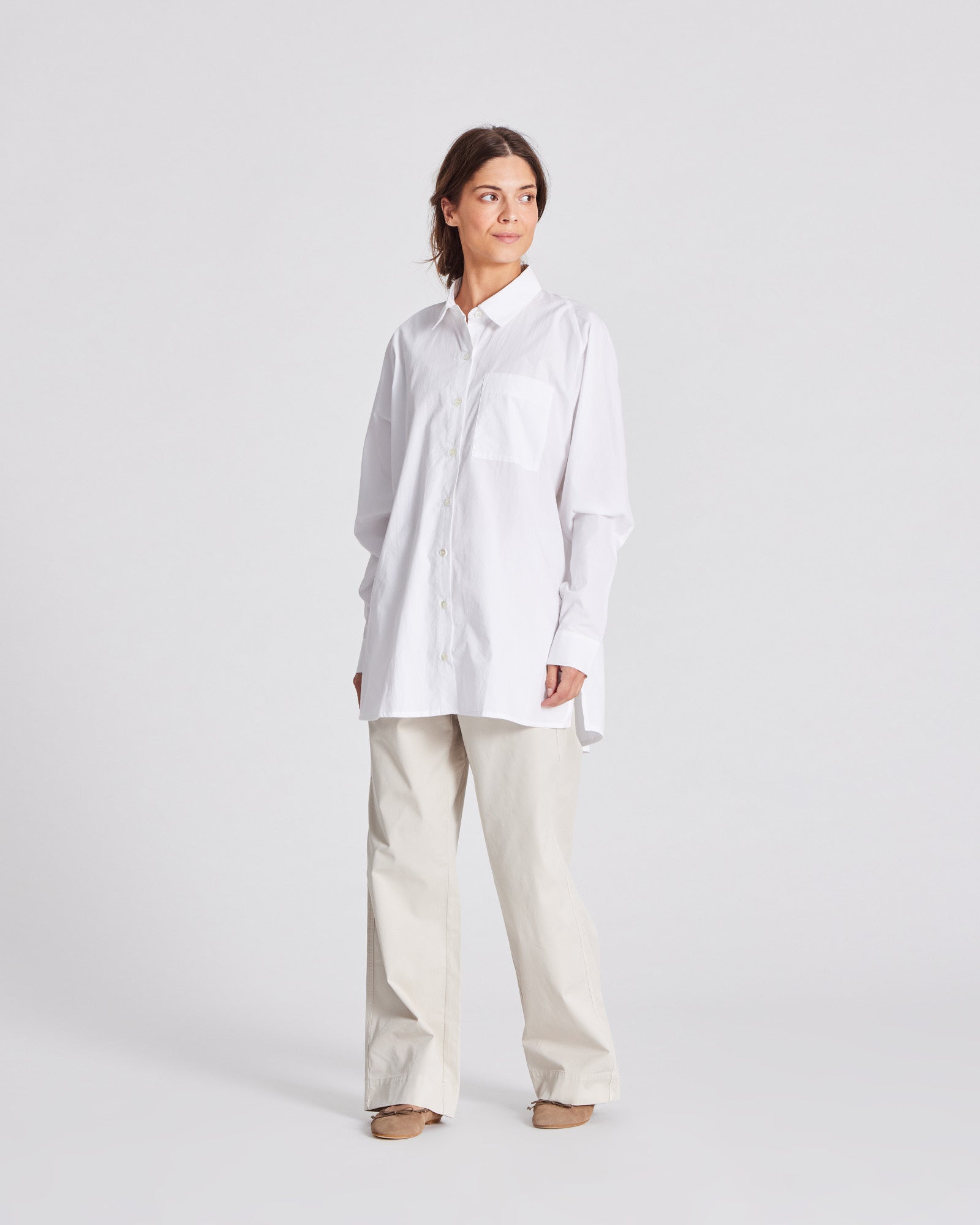GAI+LISVA Bella Raglan L/S Poplin Long Shirt GOTS 243975 Top 100 White