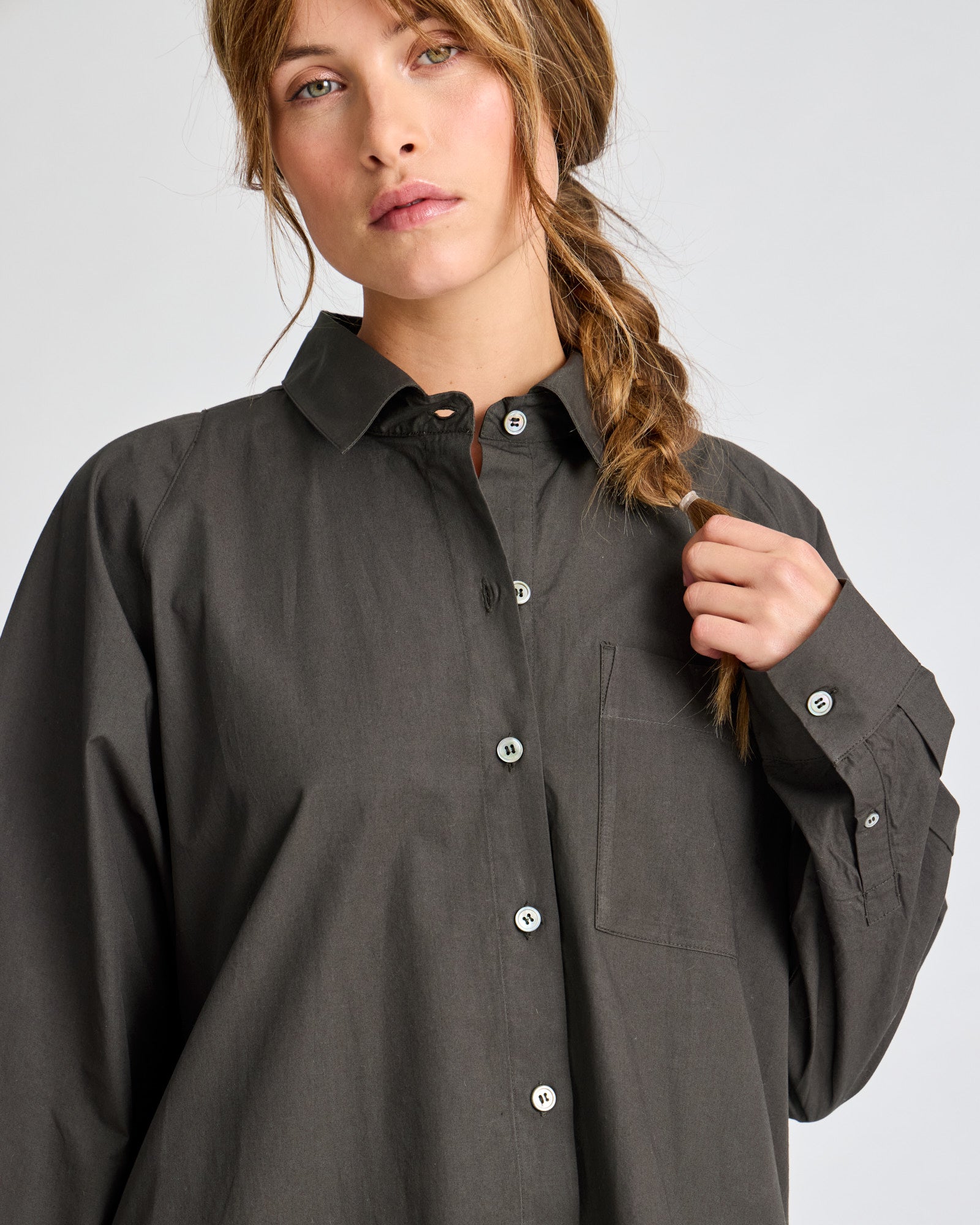 GAI+LISVA Bella Raglan L/S Poplin Long Shirt GOTS 243975 Top 191 Beluga