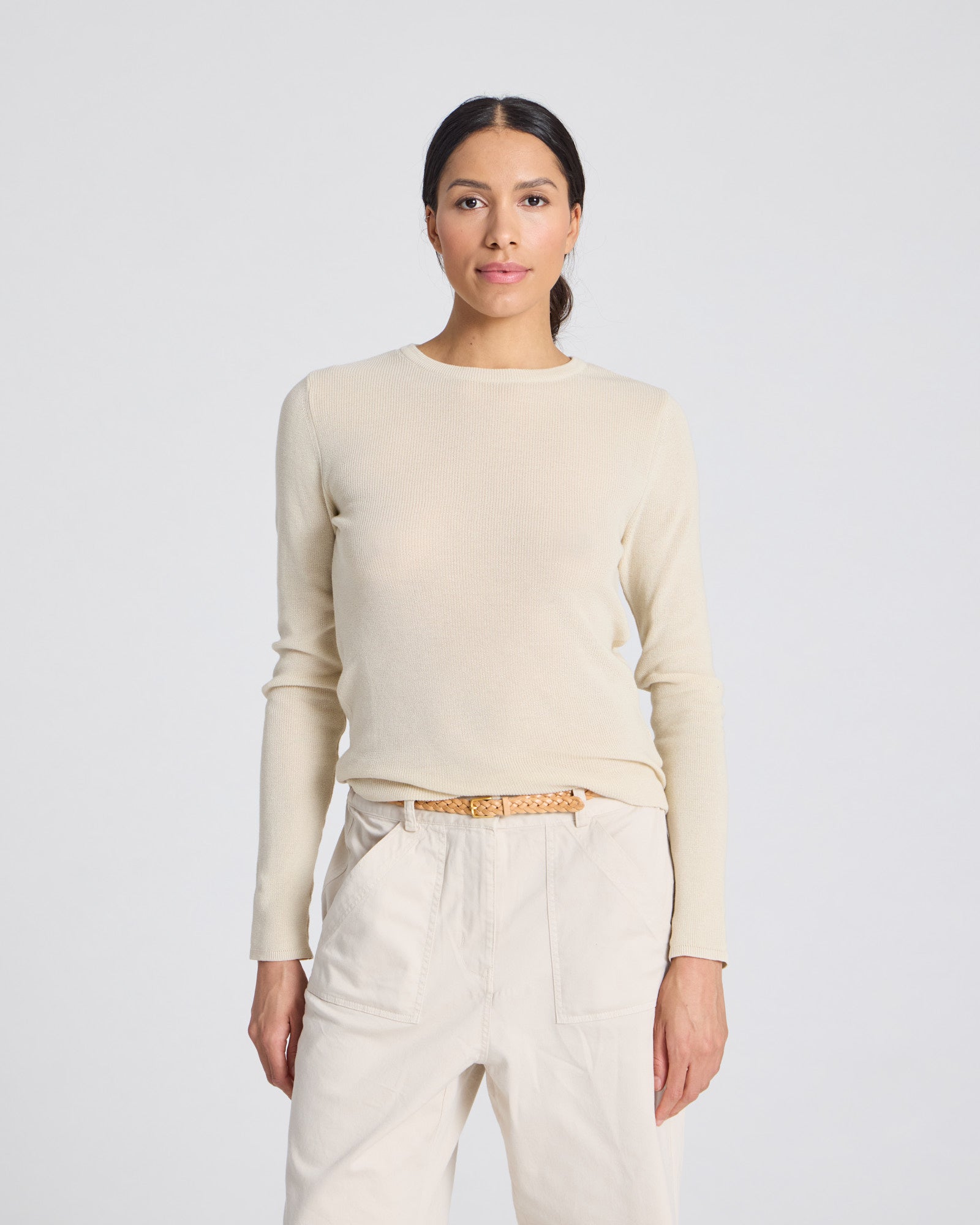 GAI+LISVA Braided Leather Belt Accessories 967 Natural