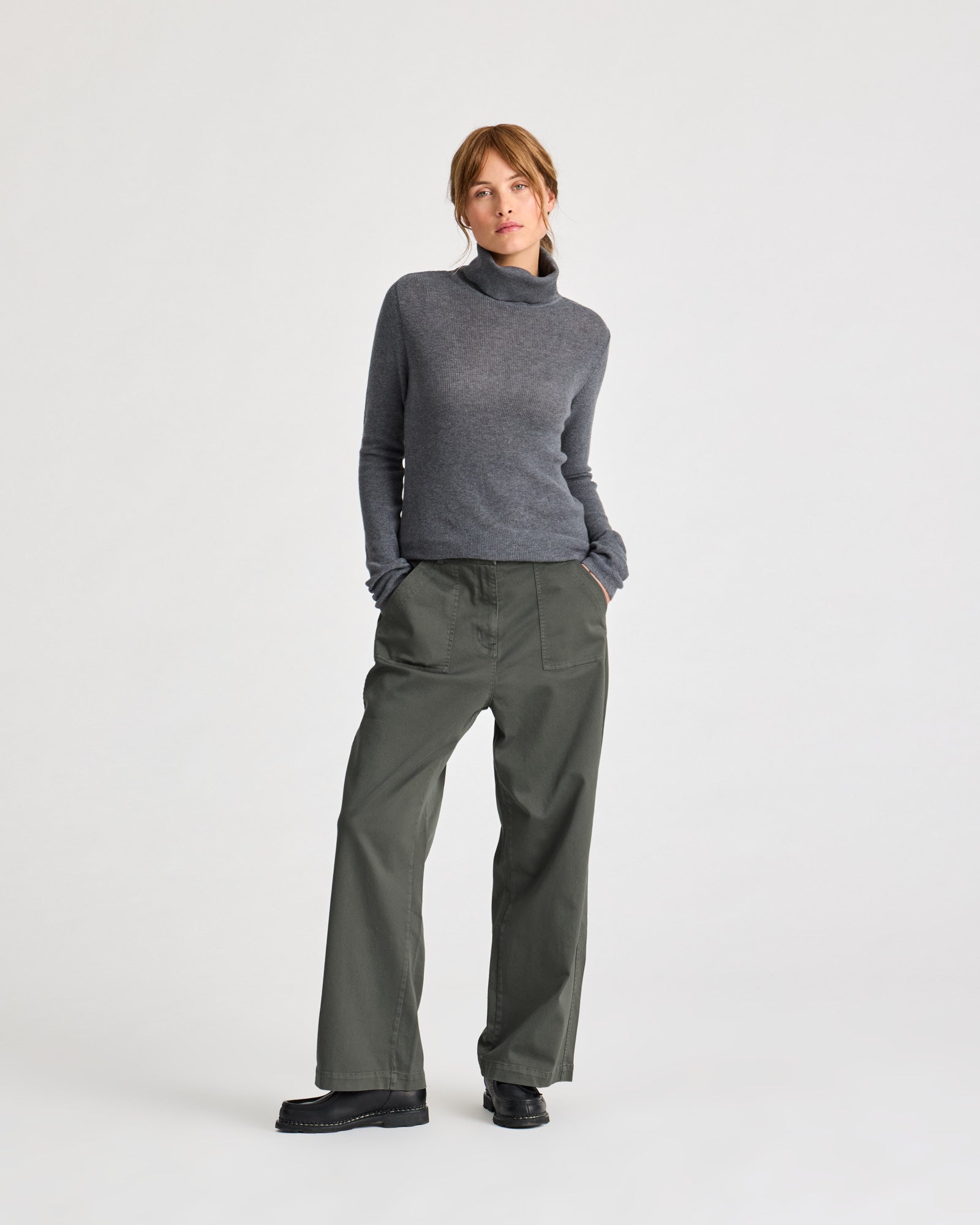 GAI+LISVA Cathrine L/S Knit Turtelneck GOTS 243975 Knit 605 Dark Grey Melangè