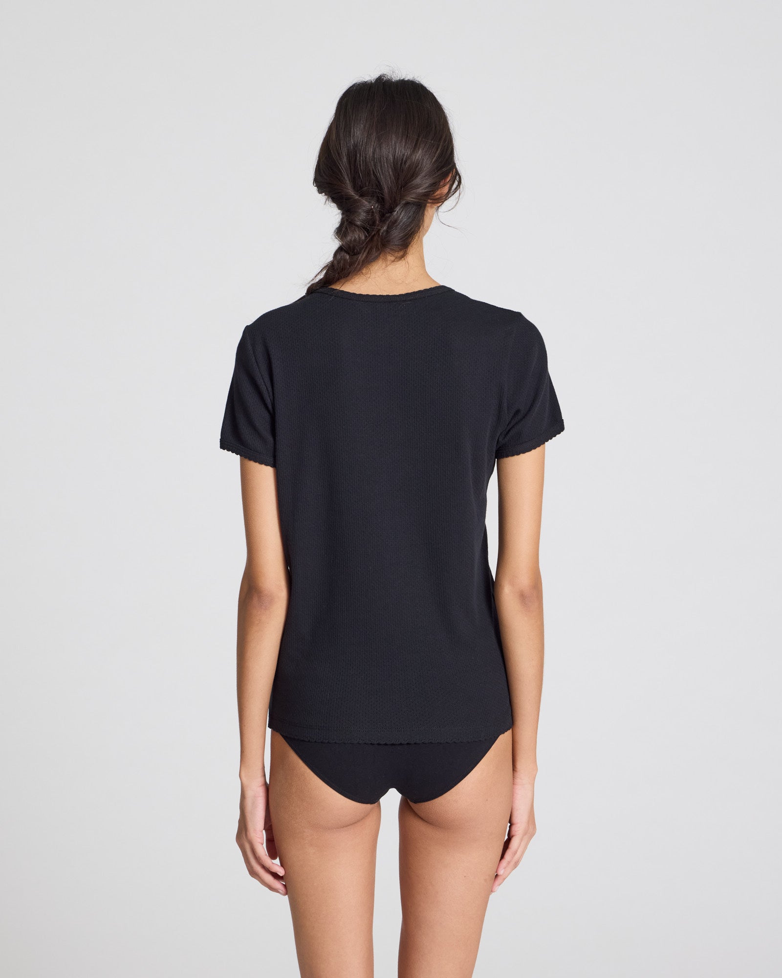 GAI+LISVA Chrisstine Short Sleeve Cotton Top Top 650 Black