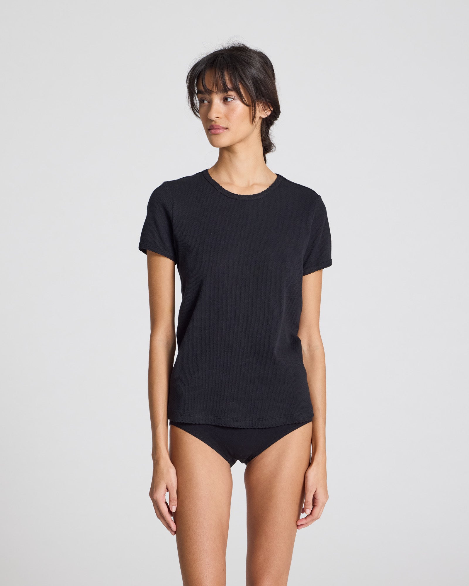 GAI+LISVA Chrisstine Short Sleeve Cotton Top Top 650 Black