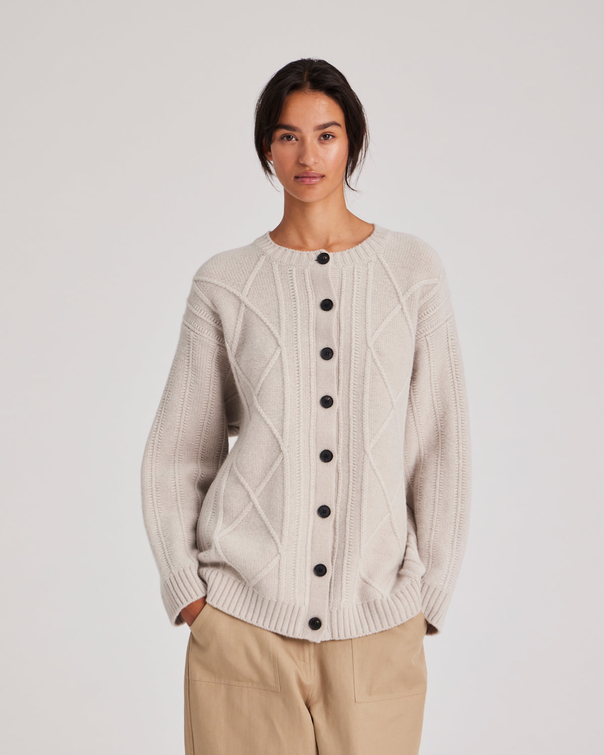GAI+LISVA Clara Lambswool Cardigan Knit 826 Island Fossil