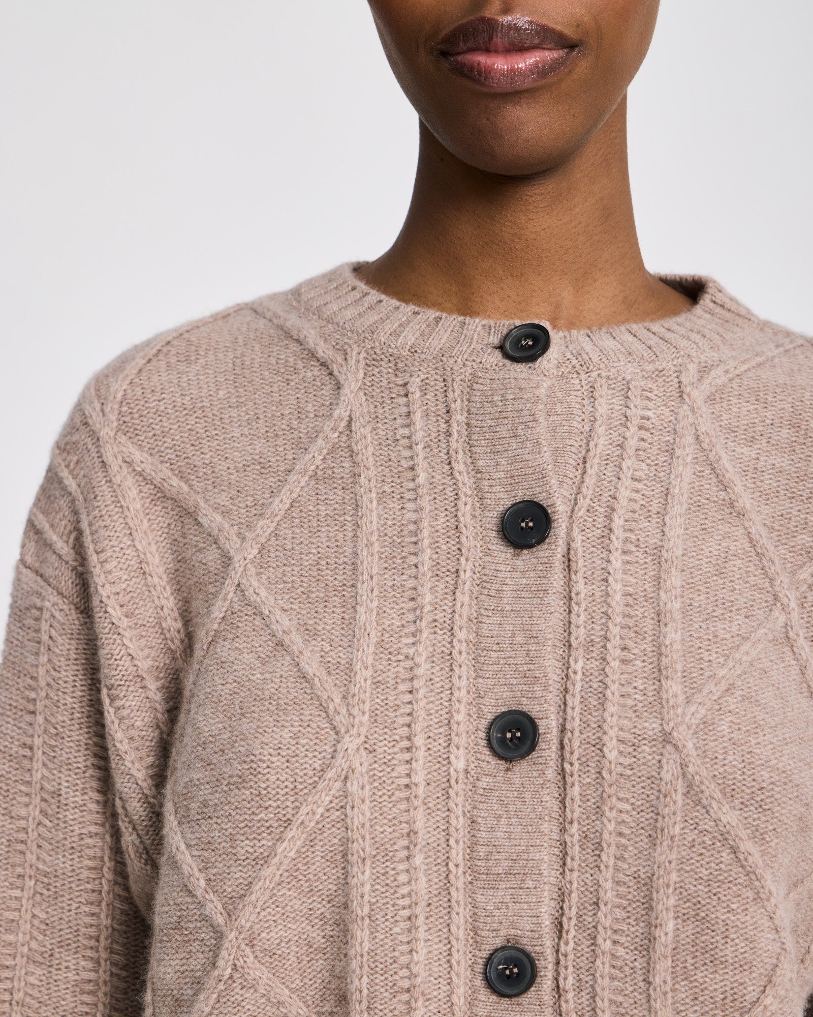 GAI+LISVA Cornelia L/S Cardigan Lambswool Knit GOTS Lambswool l Knitwear 960 Shitake