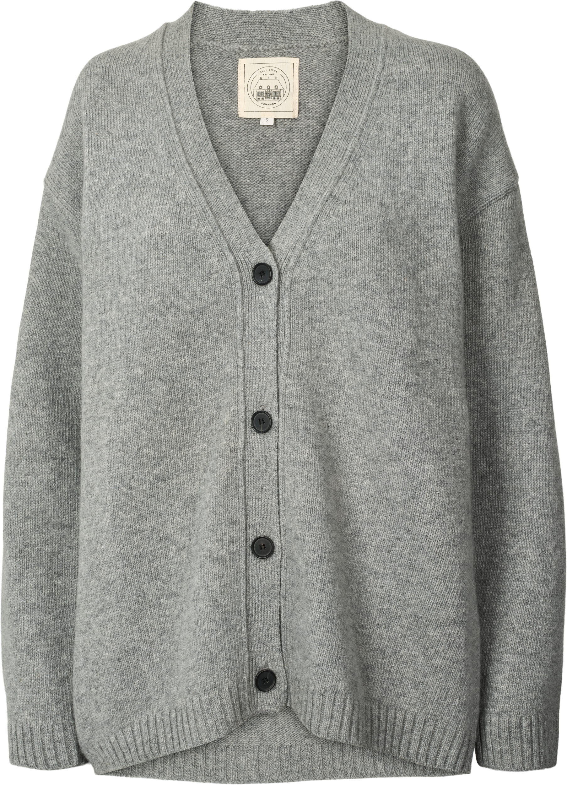 GAI+LISVA Edith Lambswool Cardigan GOTS 243975 Lambswool l Knitwear 602 Grey Melange