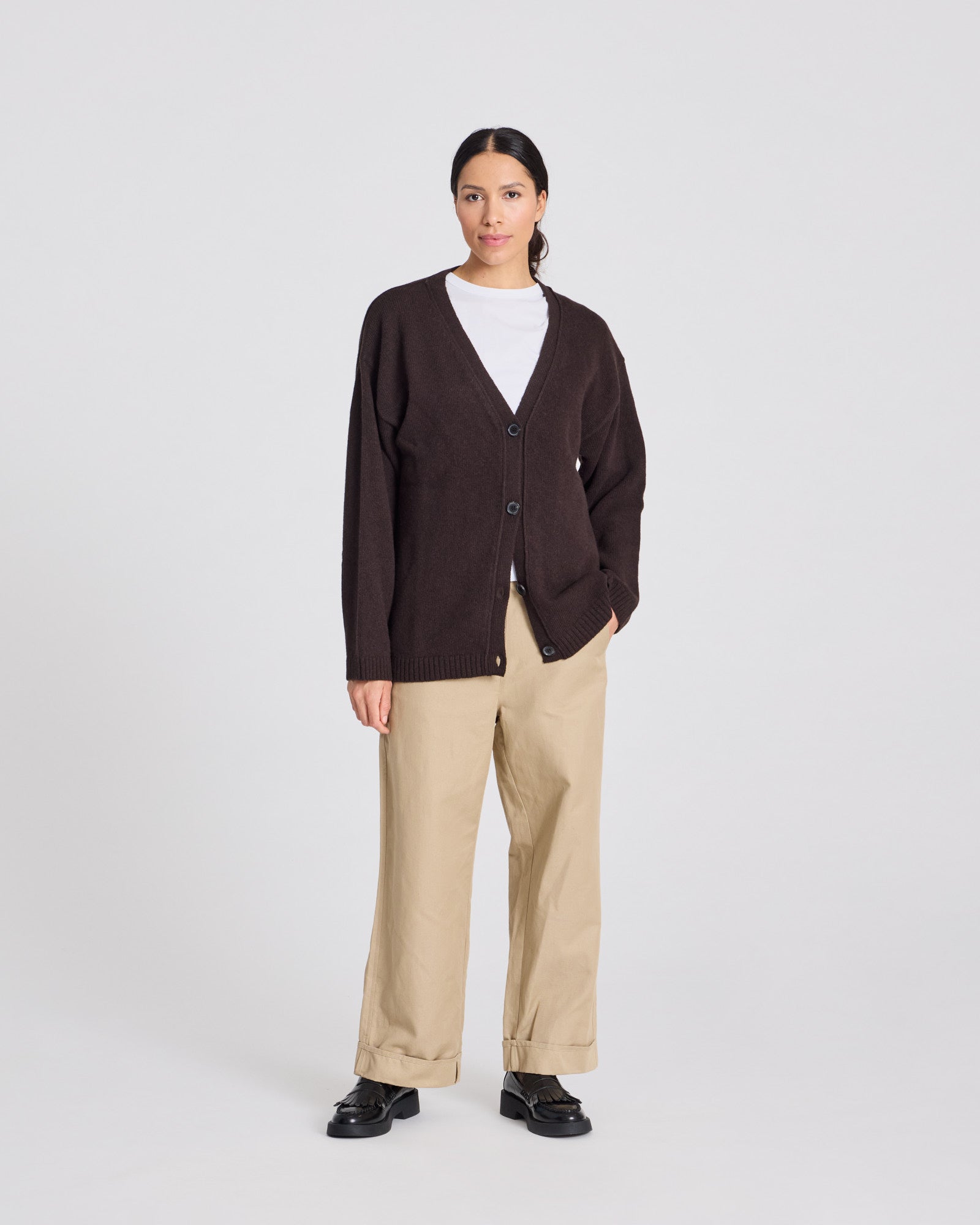 GAI+LISVA Edith Lambswool Cardigan GOTS 243975 Lambswool l Knitwear 681 Mulch