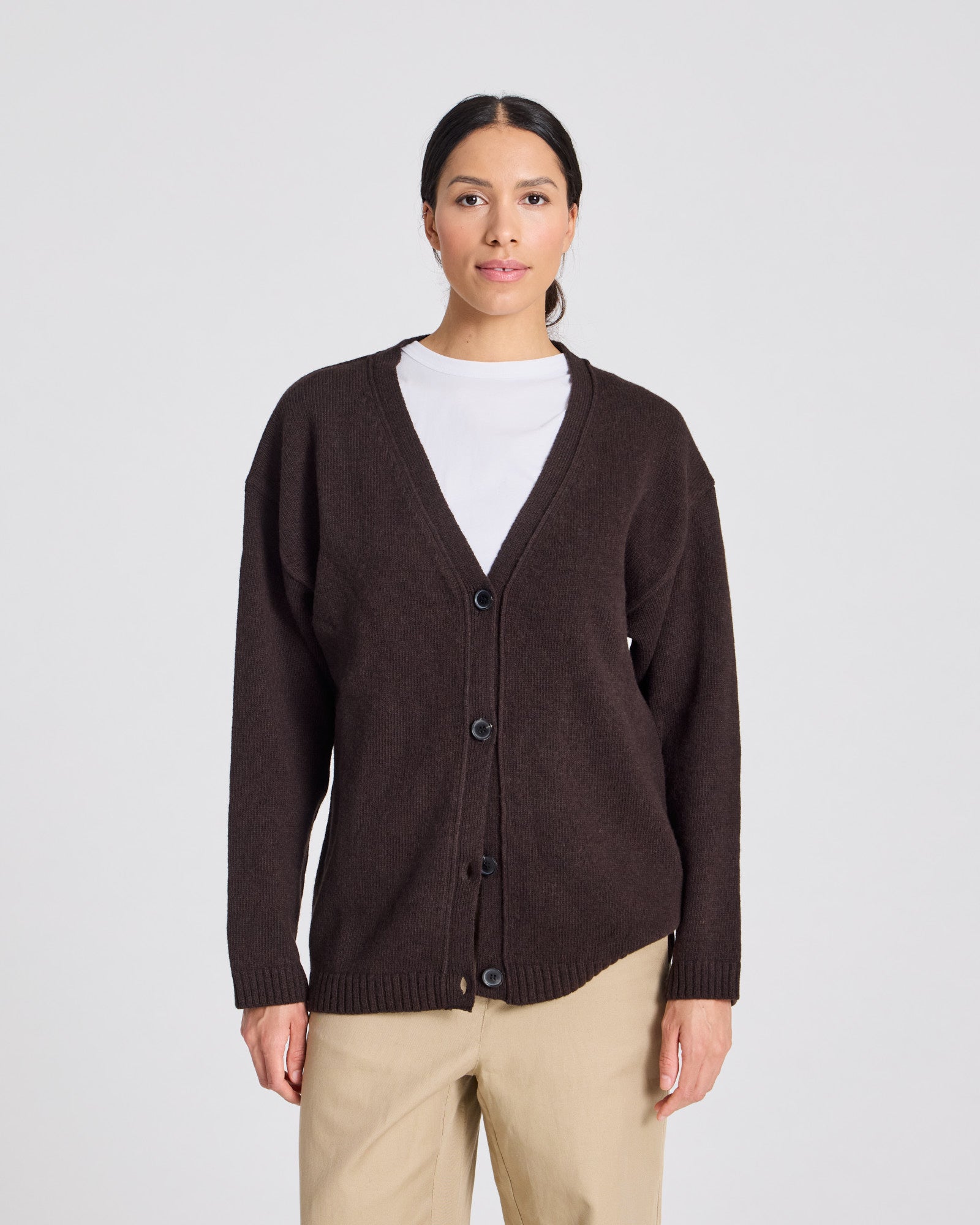 GAI+LISVA Edith Lambswool Cardigan GOTS 243975 Lambswool l Knitwear 681 Mulch
