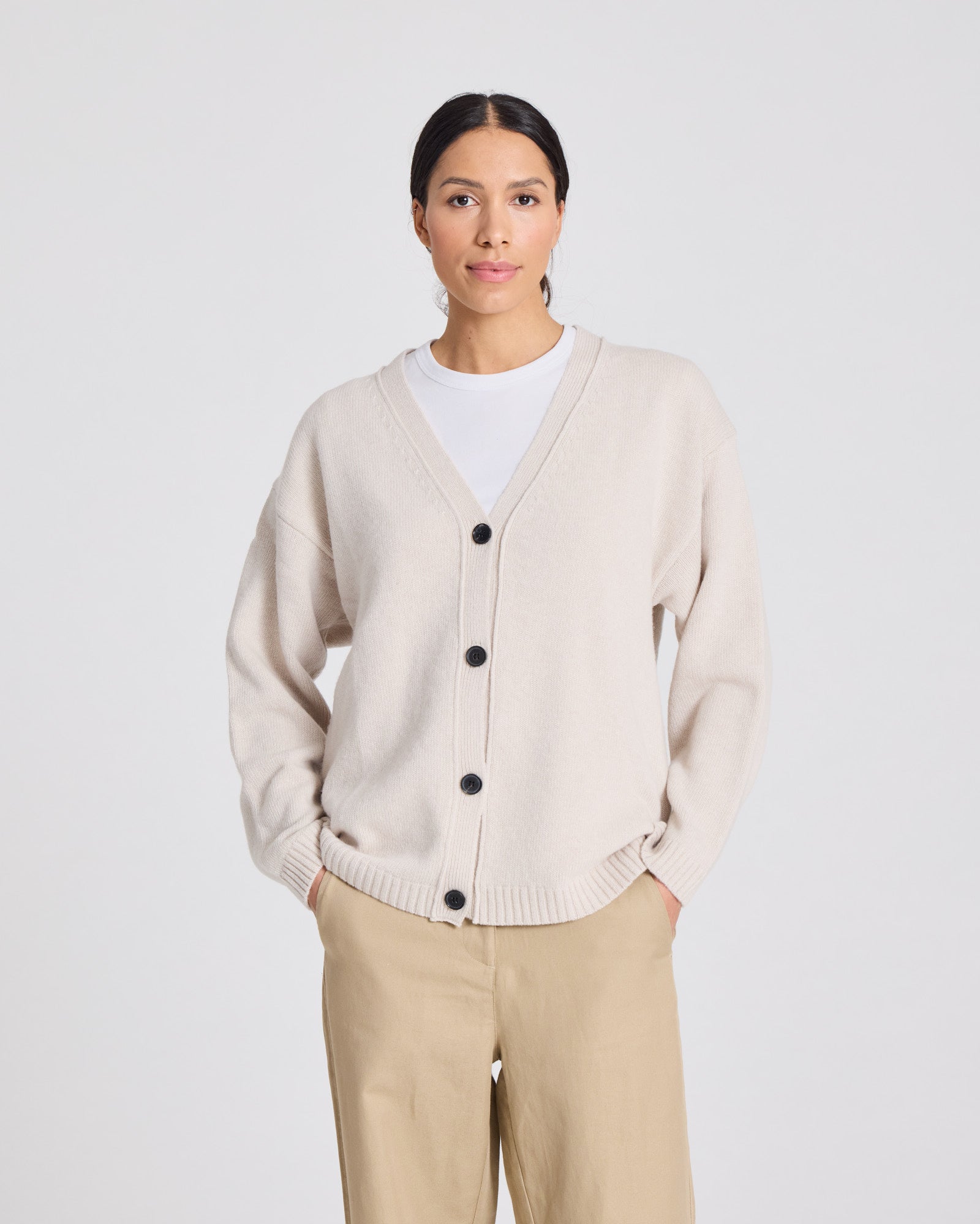 GAI+LISVA Edith Lambswool Cardigan GOTS 243975 Lambswool l Knitwear 826 Island Fossil