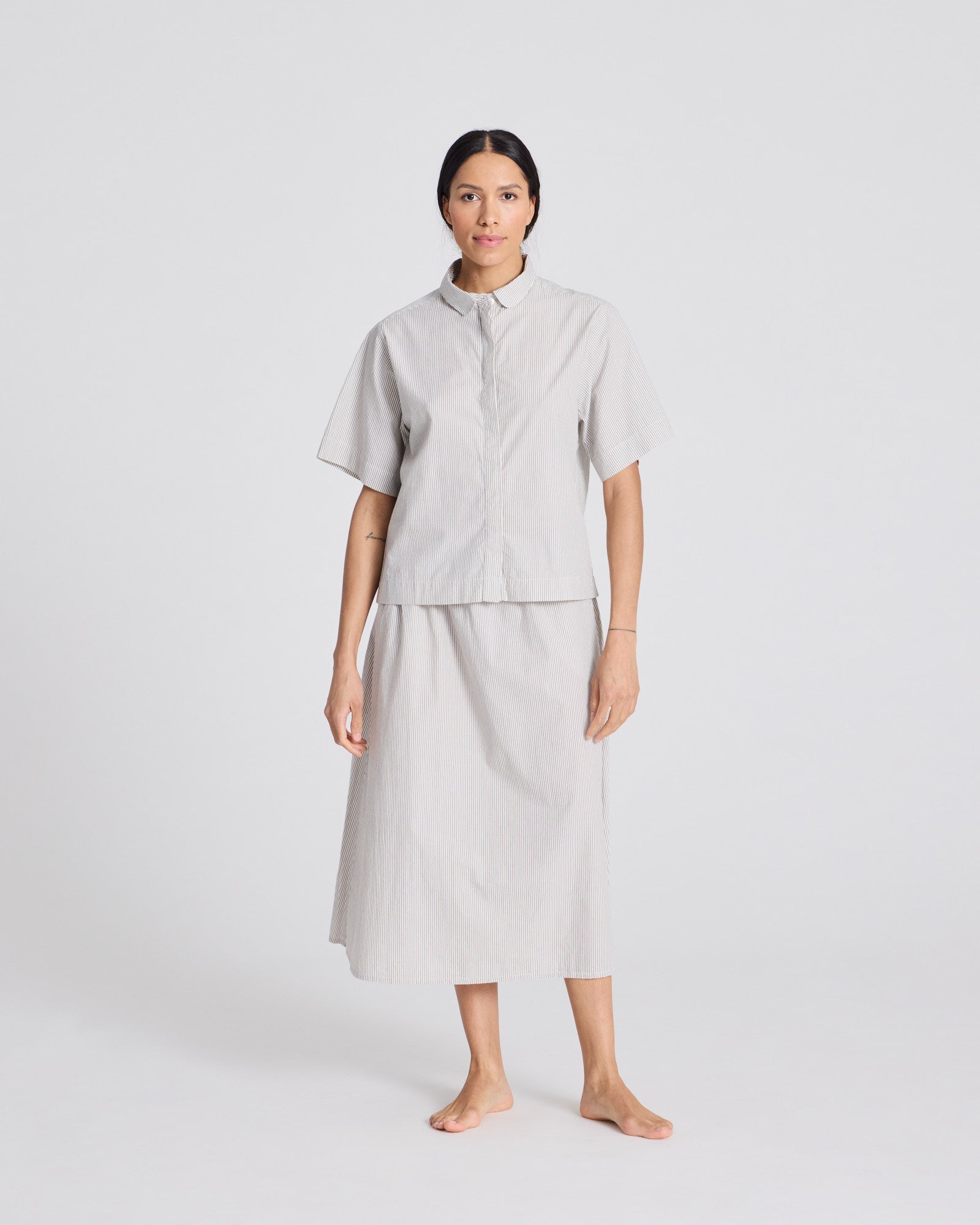 GAI+LISVA Elena S/S Shirt Gots 243975 Shirt 126 Mulch White Stripe