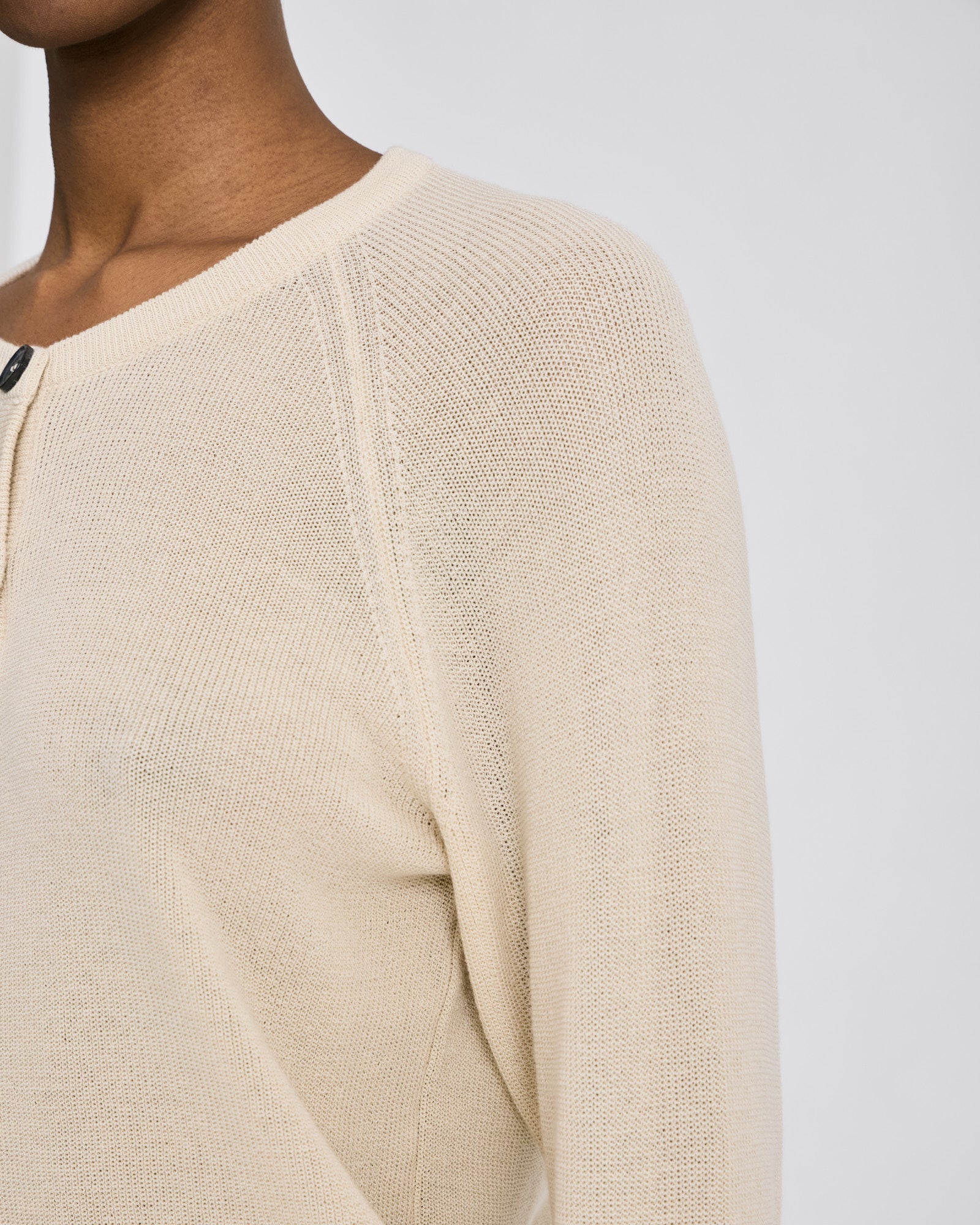 GAI+LISVA Ella L/S Cotton Rib Cardigan GOTS Cotton l Knitwear 151 Ecru