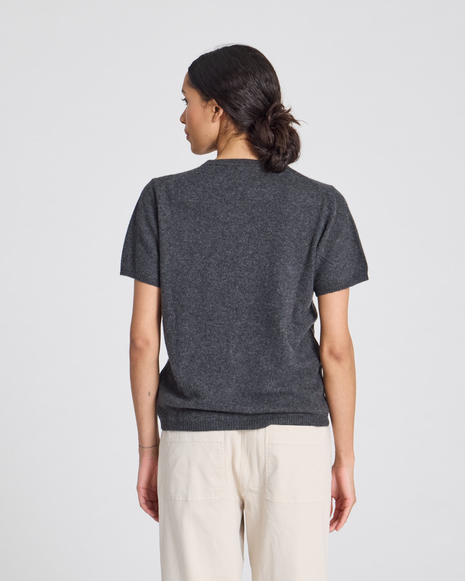 GAI+LISVA Ellia Cashmere Tee Lambswool l Knitwear 605 Dark Grey Melangè