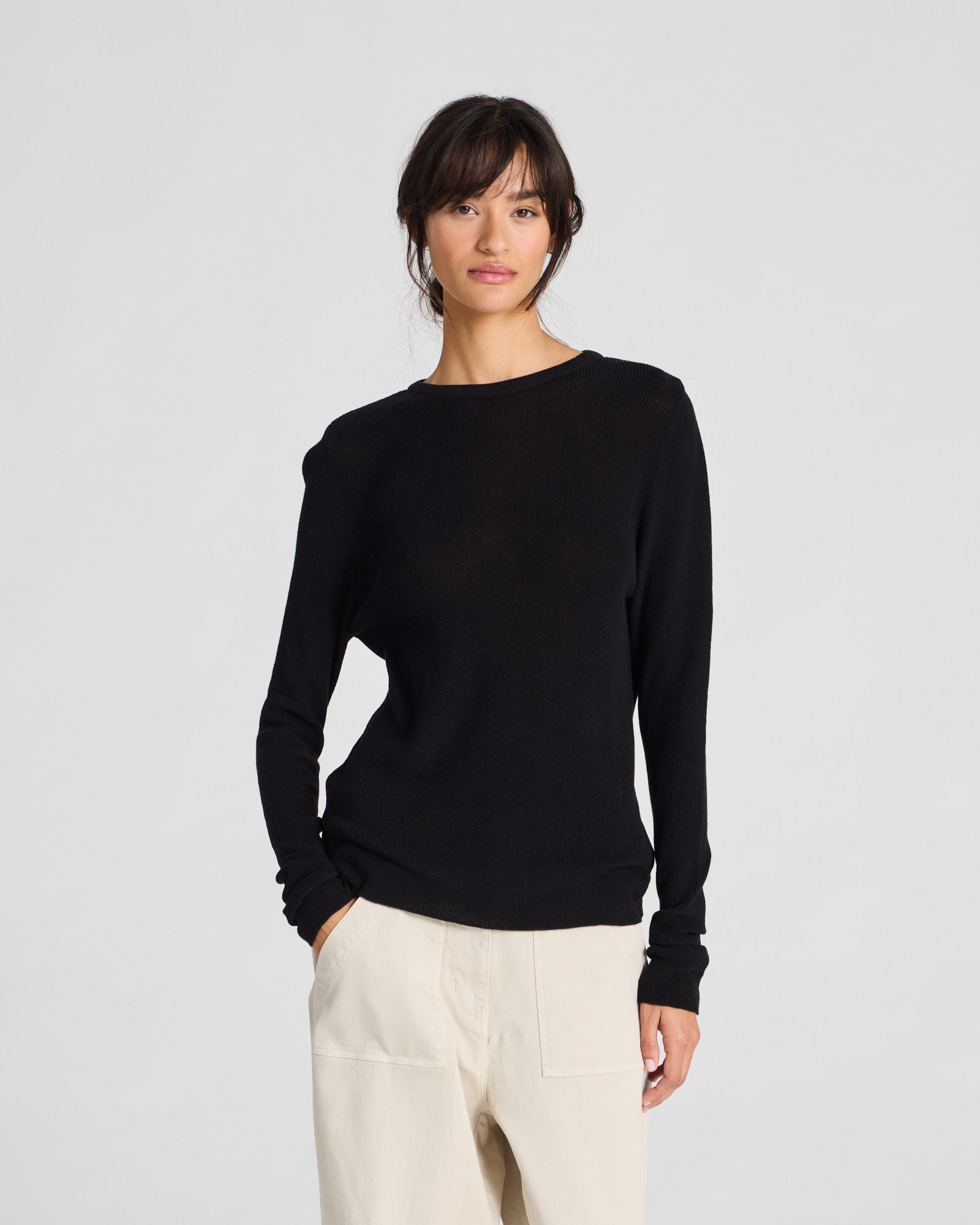 GAI+LISVA Freja L/S Cotton Rib Top GOTS Cotton l Knitwear 650 Black