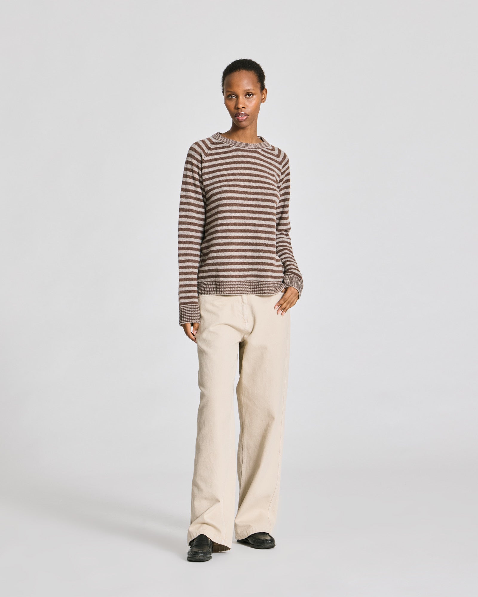 GAI+LISVA Gertrud L/S Striped Pullover Lambswool Knit Lambswool l Knitwear 755 Striped Grey / Brown