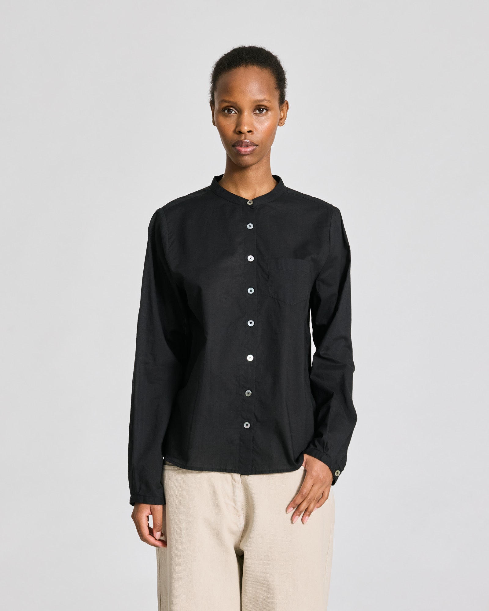 GAI+LISVA Helena L/S Cotton Stand Collar Voile Shirt Shirts & Blouses 650 Black