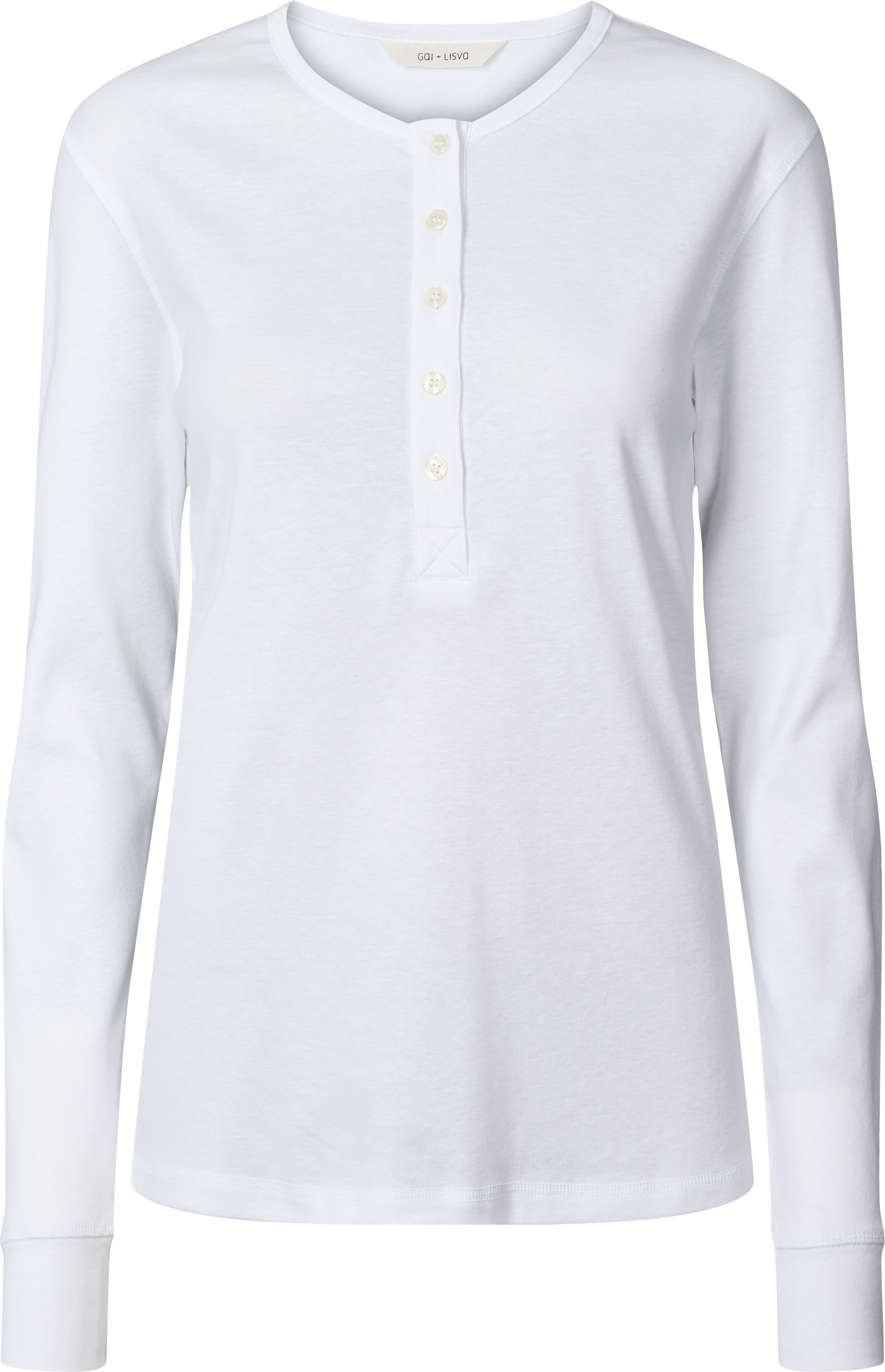 GAI+LISVA Ida Cotton 1x1 RIB Henley Tee GOTS 243975 Tops & T-shirts 100 White