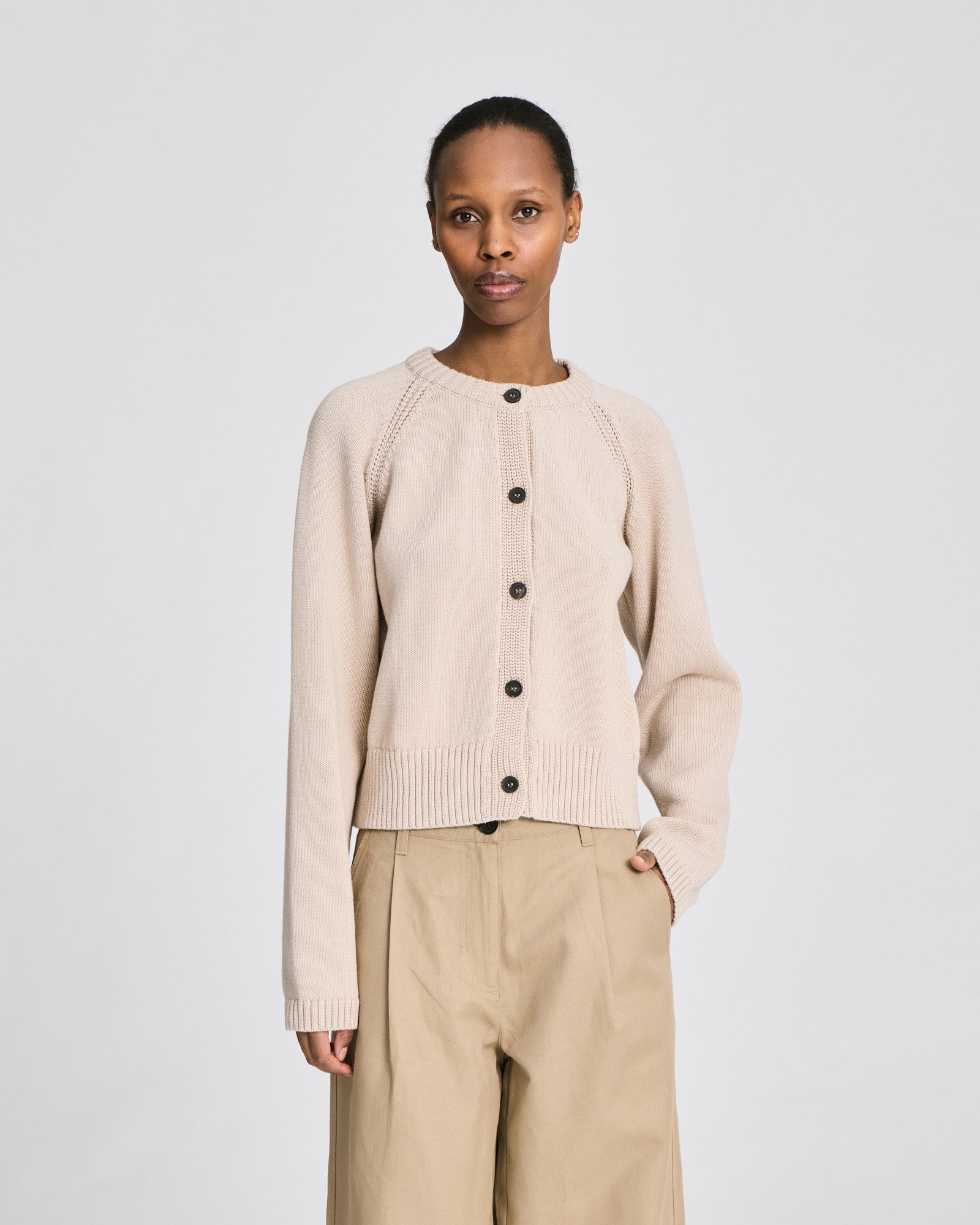 GAI+LISVA Inge Cardigan Cotton Knit GOTS Cotton l Knitwear 139 Ancient Grey