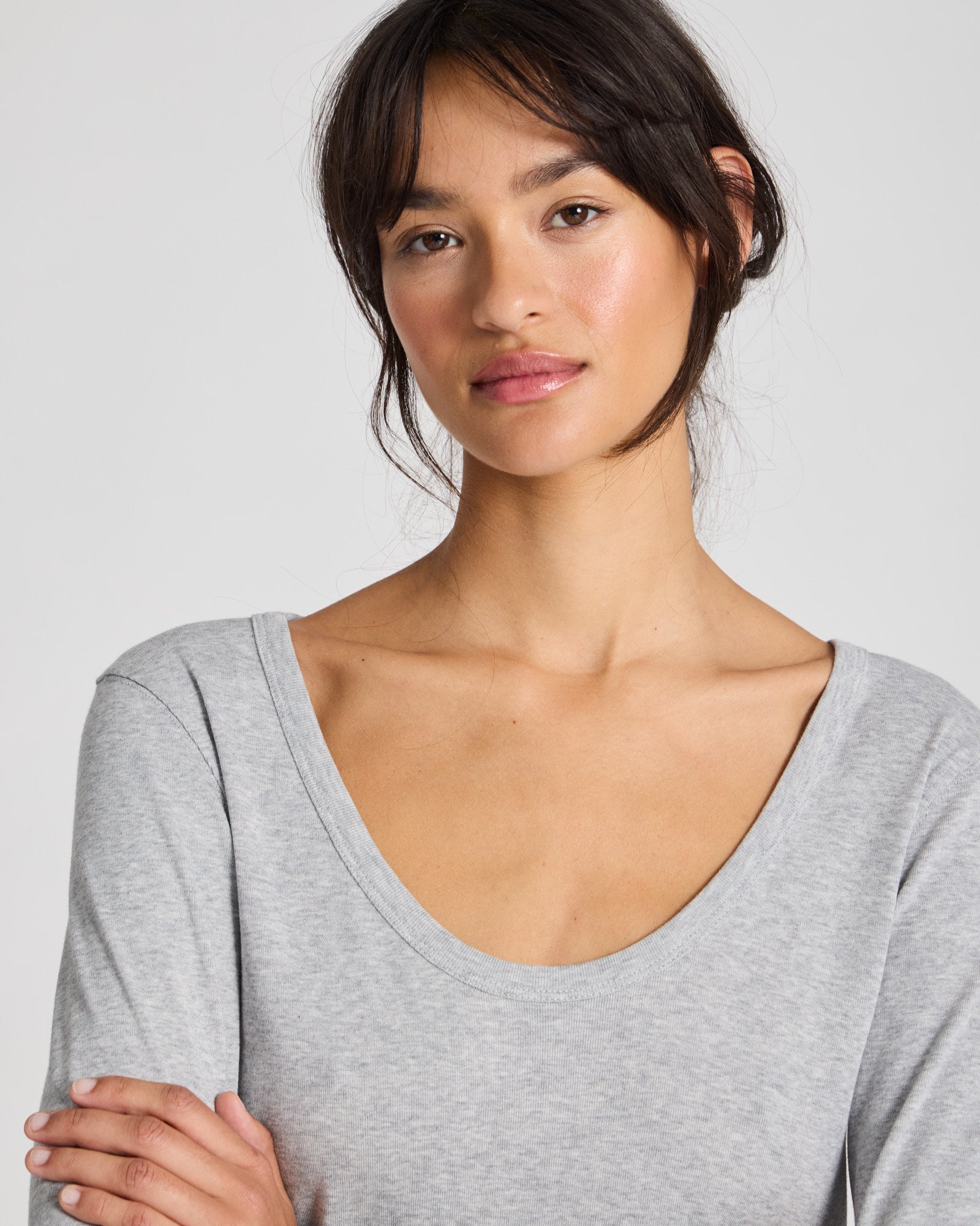 GAI+LISVA Ivy Cotton 1x1 RIB L/S Tee GOTS 243975 Tops & T-shirts 100 White