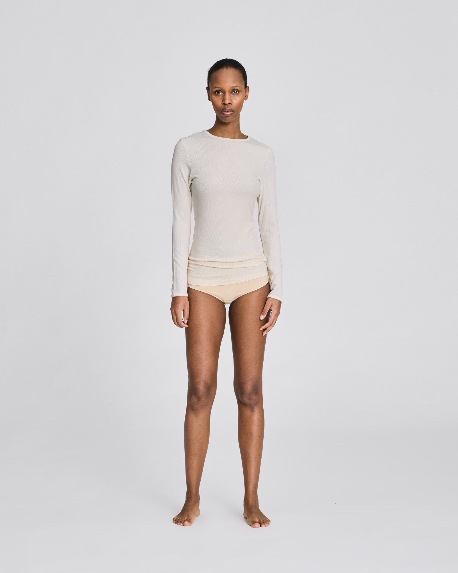 GAI+LISVA Linda L/S Viscose Stretchable Top 2x2 Rib Tops & T-shirts 762 Egret