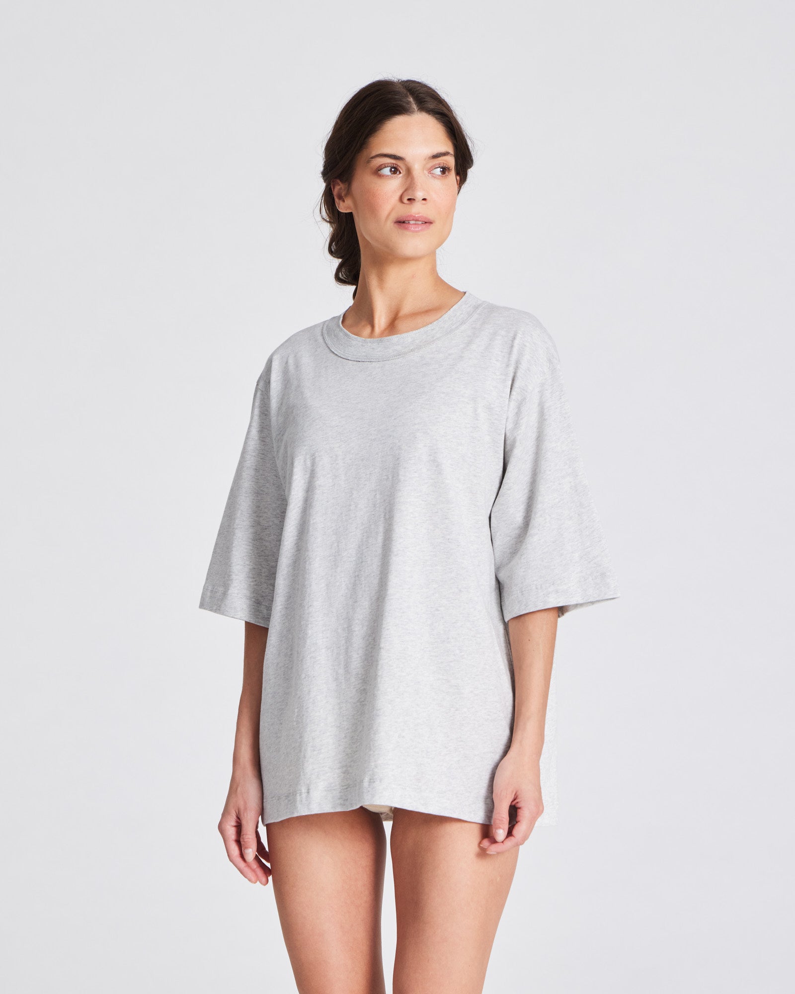 GAI+LISVA Maya Oversize Tee GOTS 243975 Tops & T-shirts 601 Light Grey Melange