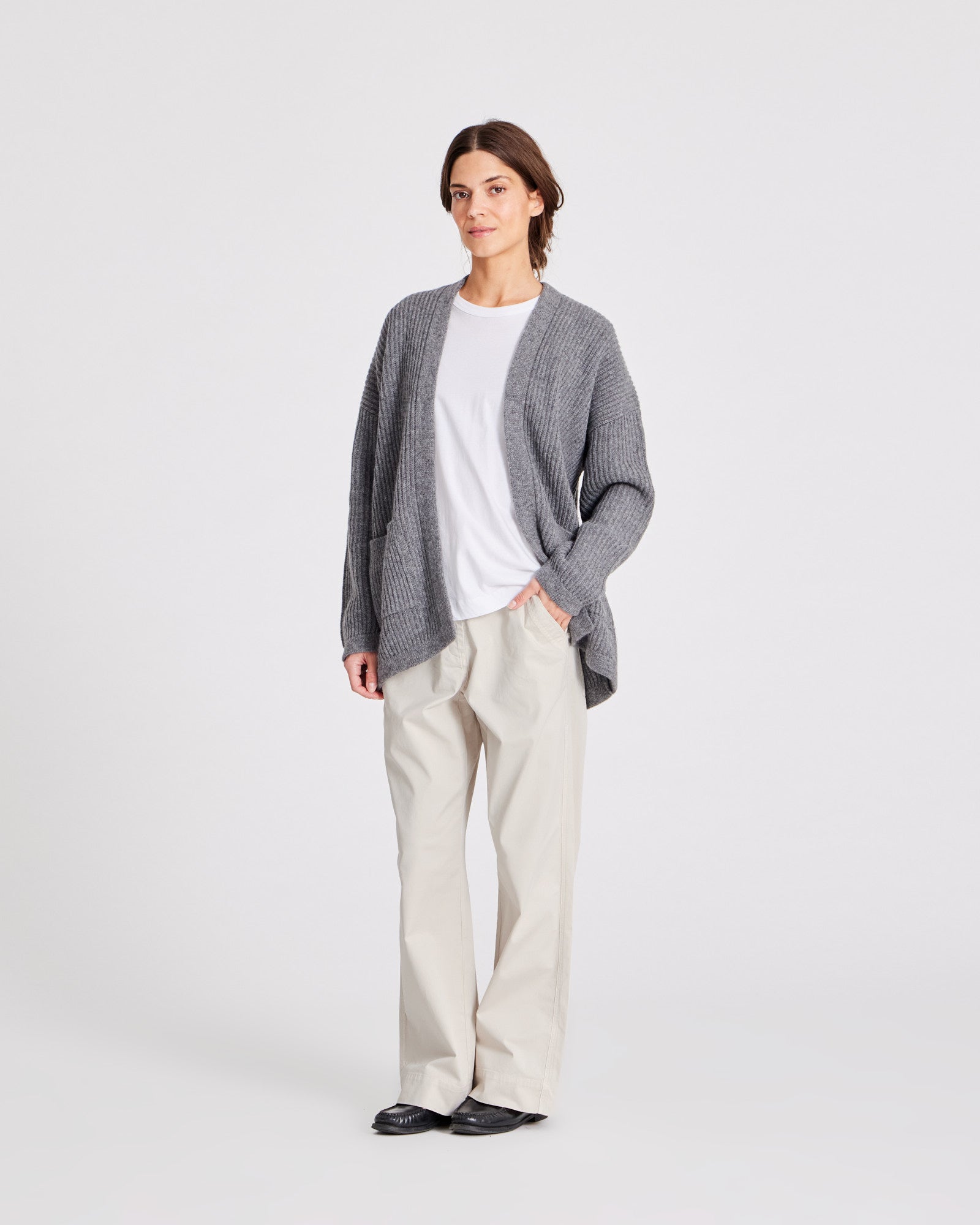 GAI+LISVA Mette Cardigan Lambswool Knit GOTS Lambswool l Knitwear 631 Grafitti Grey Melangé