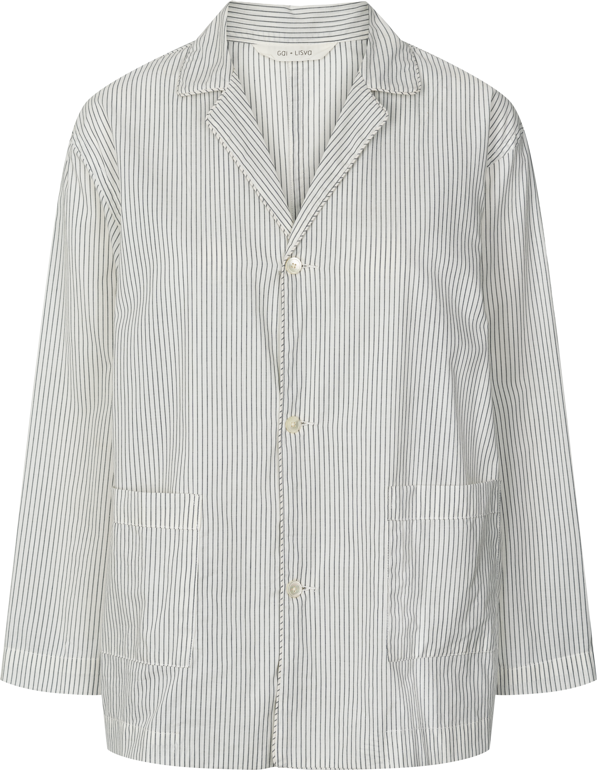 GAI+LISVA Nora Shirt Cotton Striped Shirt 470 Denim Blue Stripe