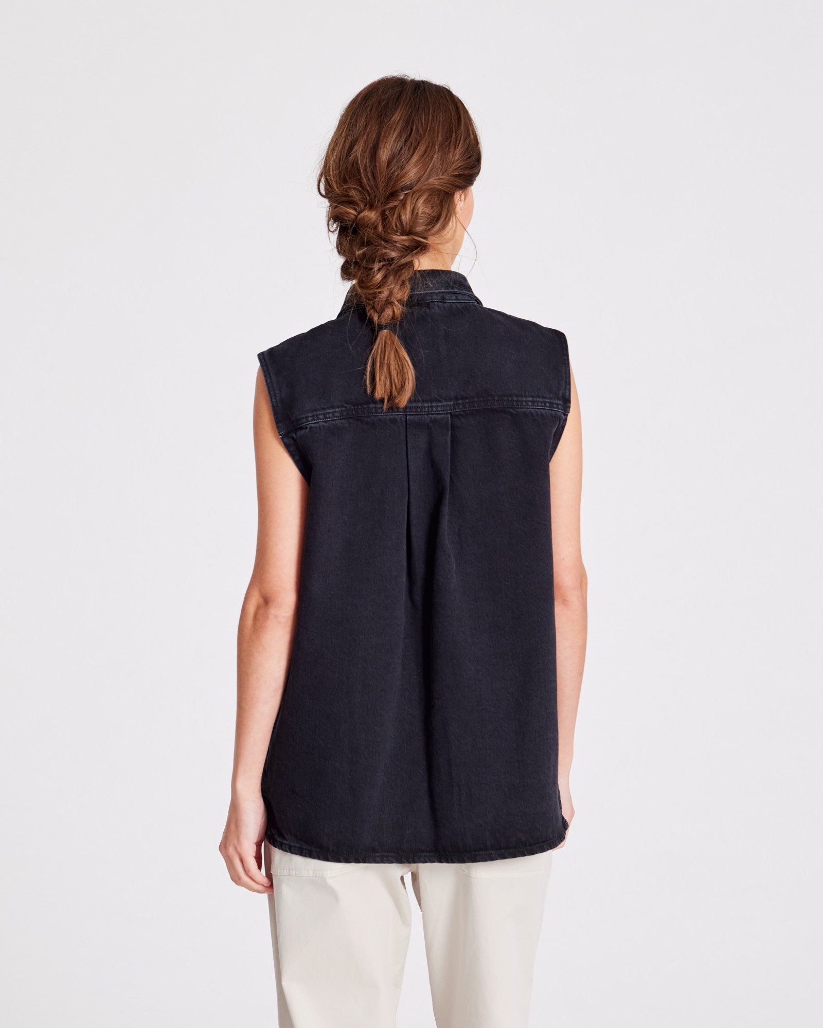 GAI+LISVA Rita Vest Denim Top 650 Black