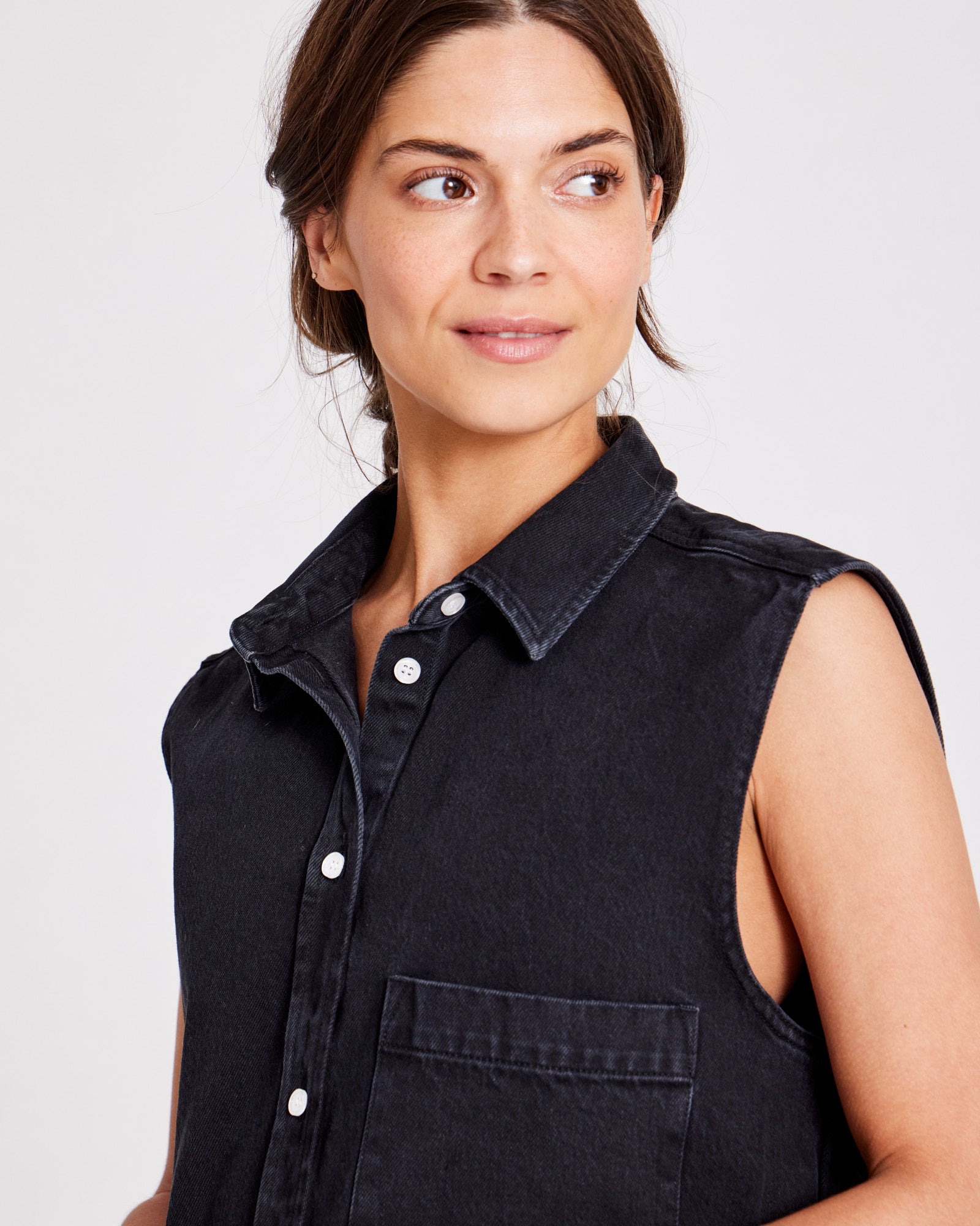 GAI+LISVA Rita Vest Denim Top 650 Black