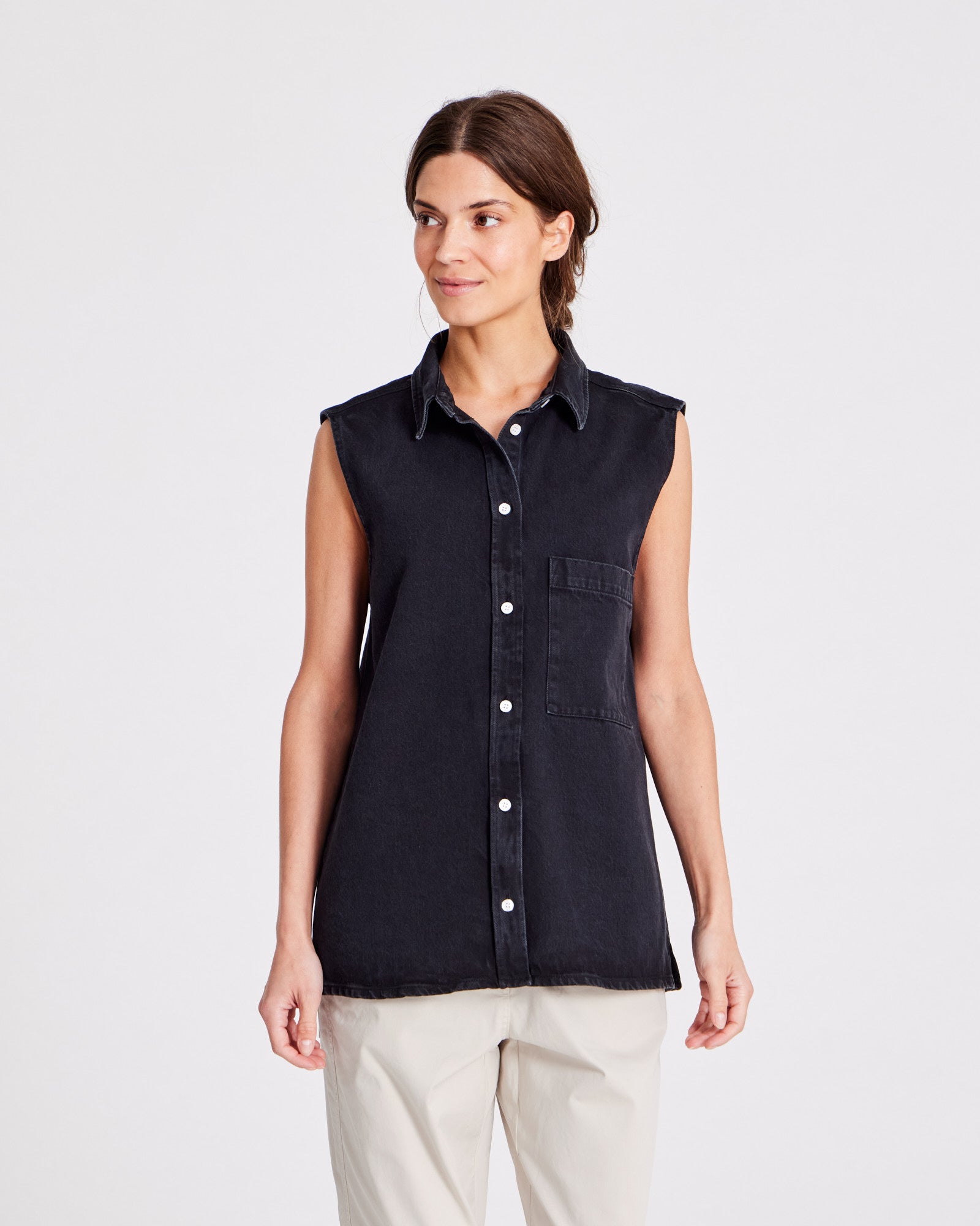 GAI+LISVA Rita Vest Denim Top 650 Black