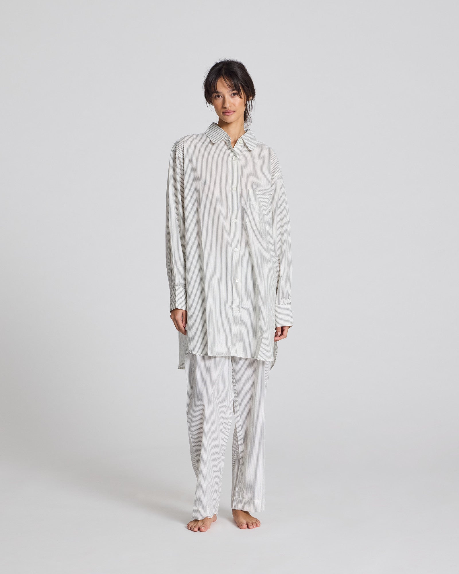 GAI+LISVA Rosa Shirt Cotton Poplin Shirts & Blouses 470 Denim Blue Stripe