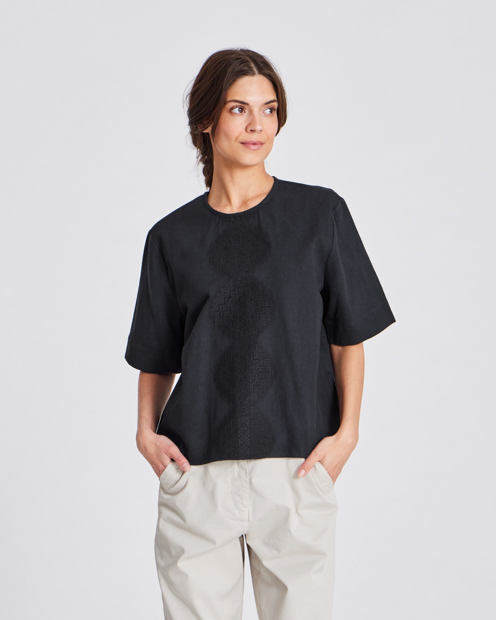GAI+LISVA Signe S/S Twill Top Shirt 650 Black