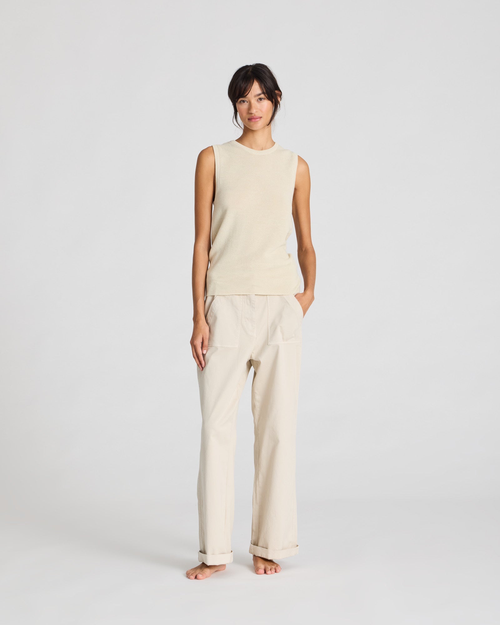 GAI+LISVA Sofie Knit Tank GOTS 243975 Cotton l Knitwear 151 Ecru