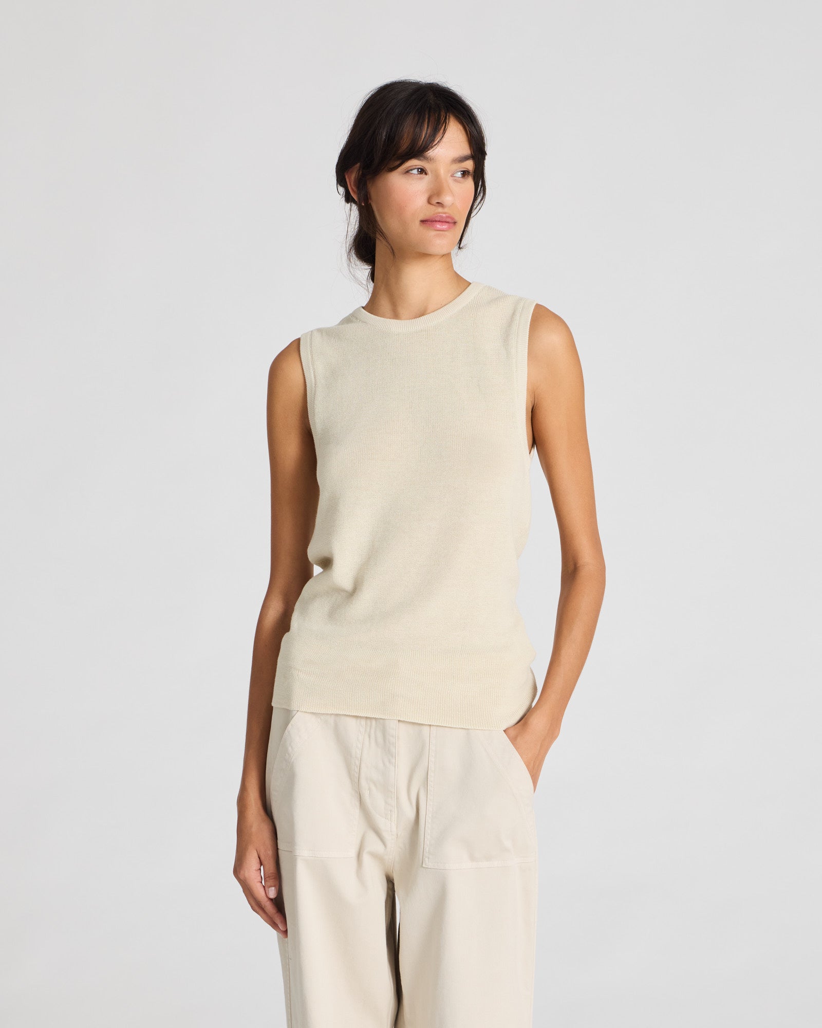 GAI+LISVA Sofie Knit Tank GOTS 243975 Cotton l Knitwear 151 Ecru