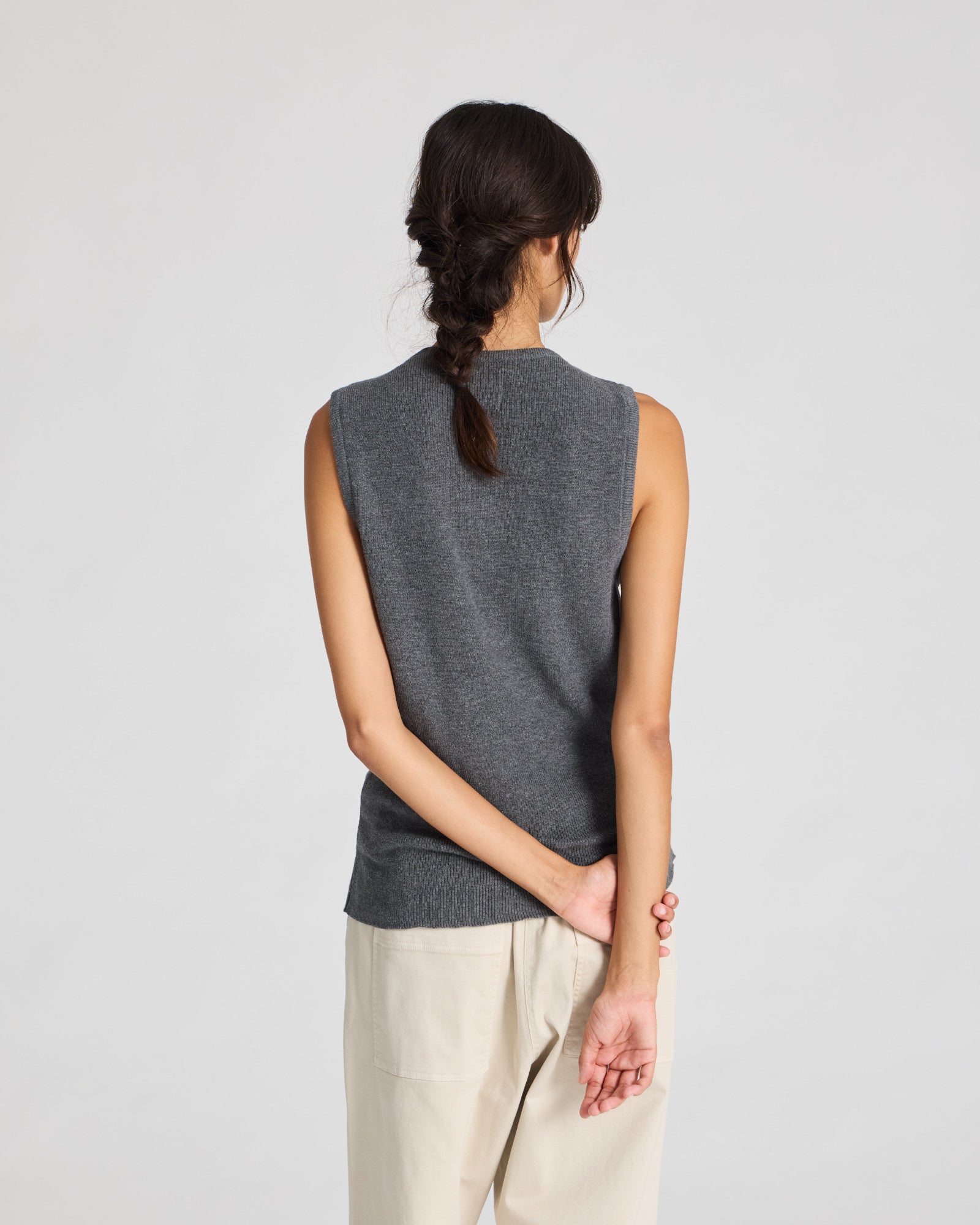 GAI+LISVA Sofie Knit Tank GOTS 243975 Cotton l Knitwear 605 Dark Grey Melangè