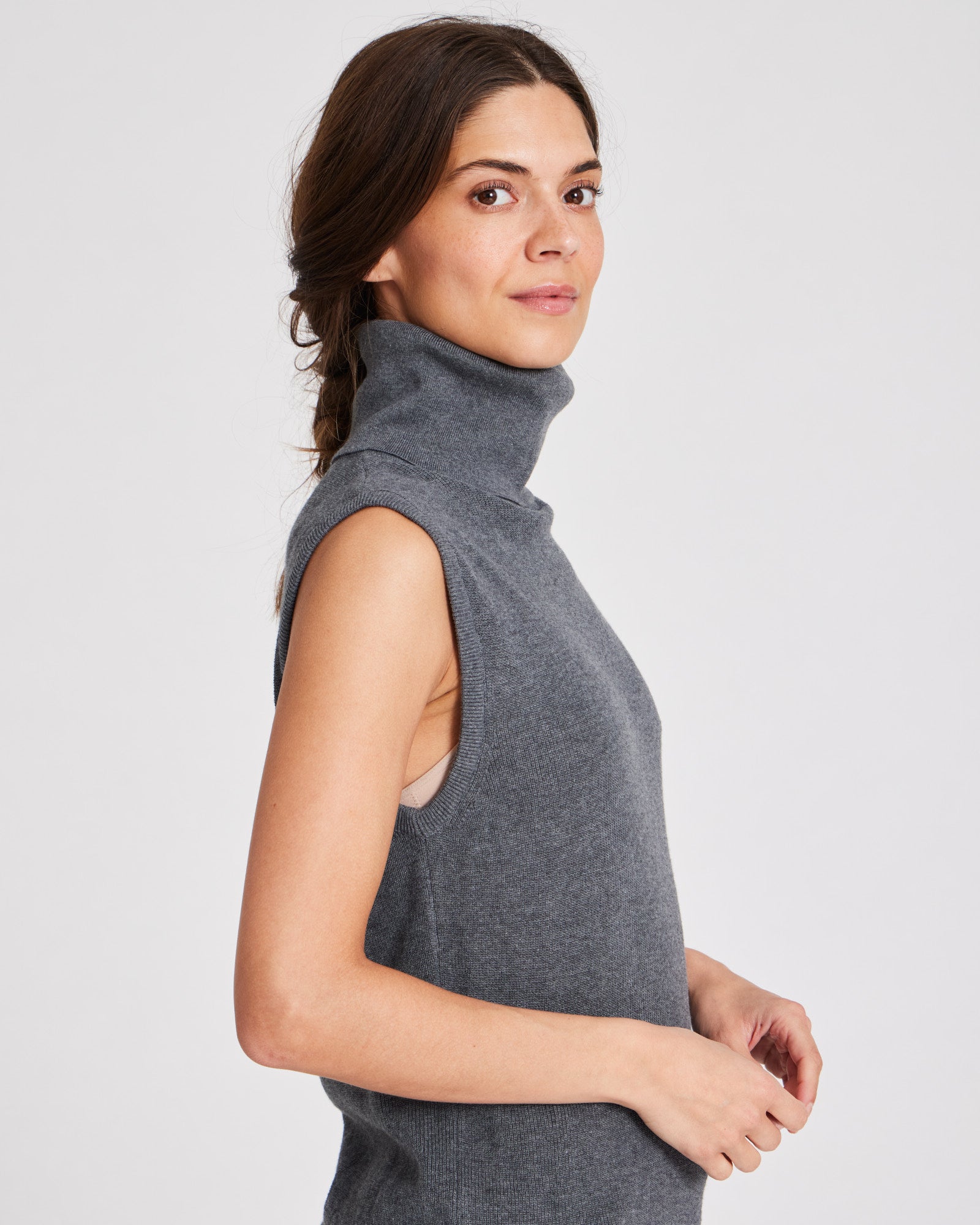 GAI+LISVA Tanja Knit Top GOTS 243975 Knit 605 Dark Grey Melangè