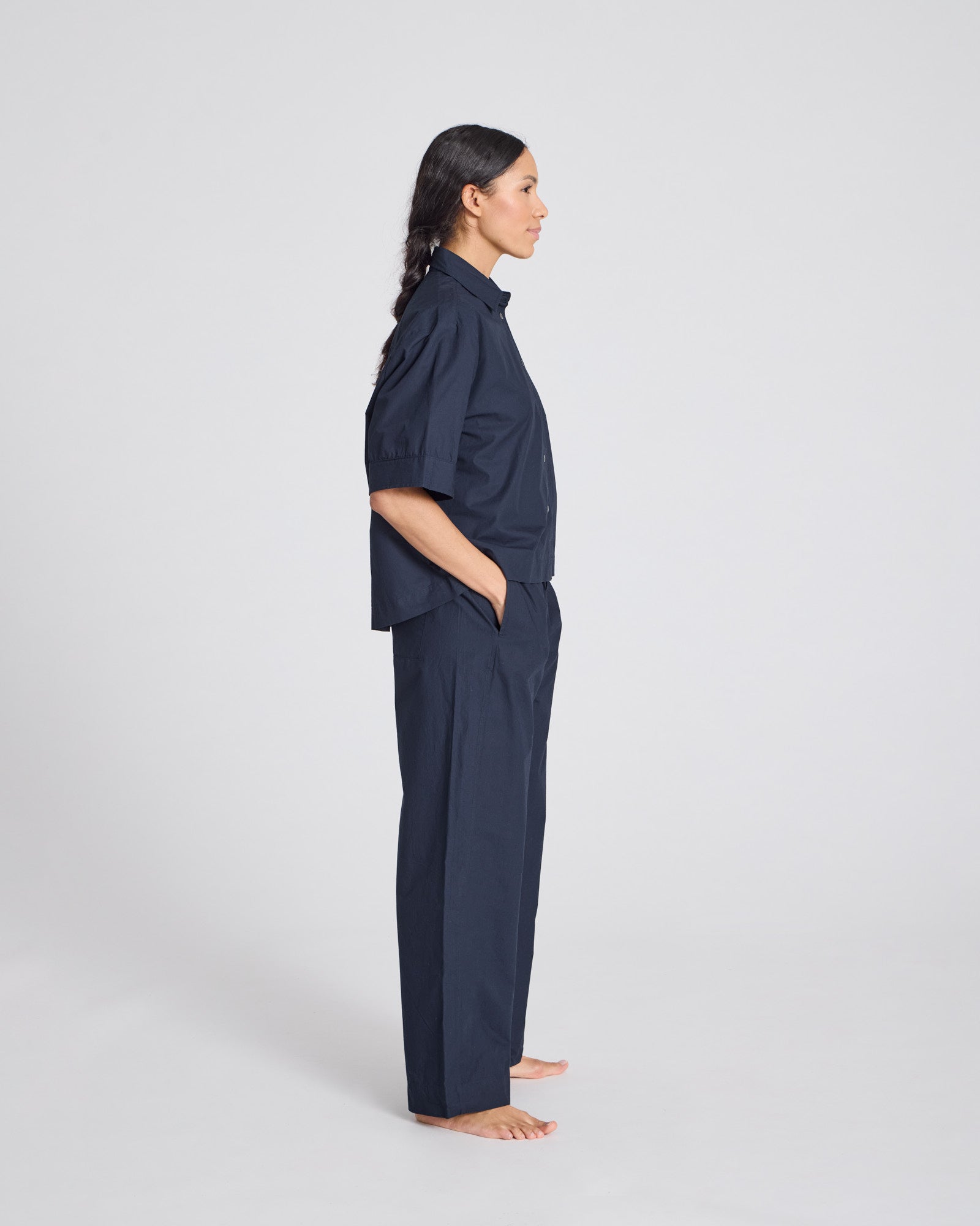 GAI+LISVA Thilde Pant Poplin GOTS 243975 Trousers & Shorts 181 Midnight Blue
