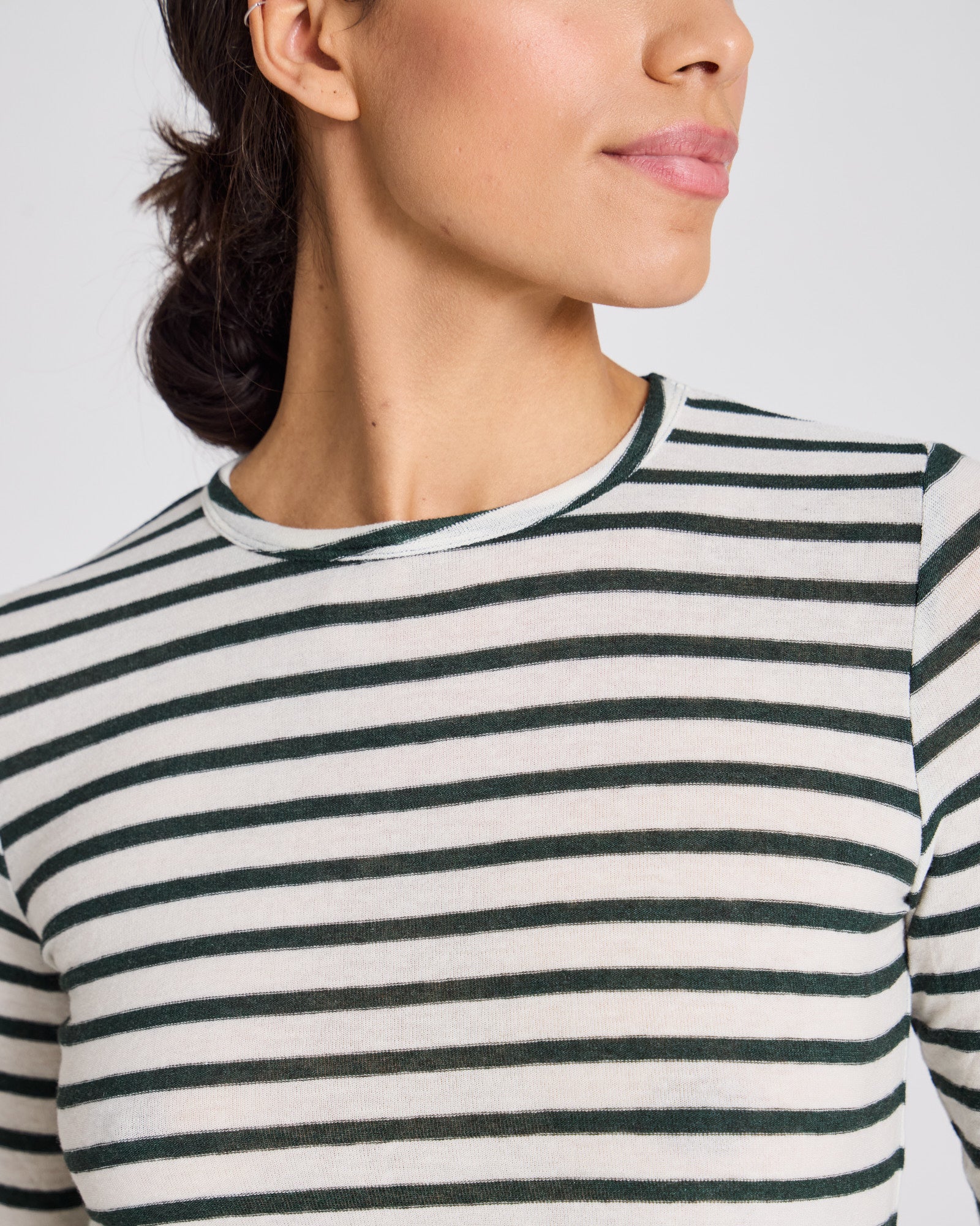 GAI+LISVA Thyra Wool Top Tops & T-shirts 199 Reverse Dark Olive Stripe