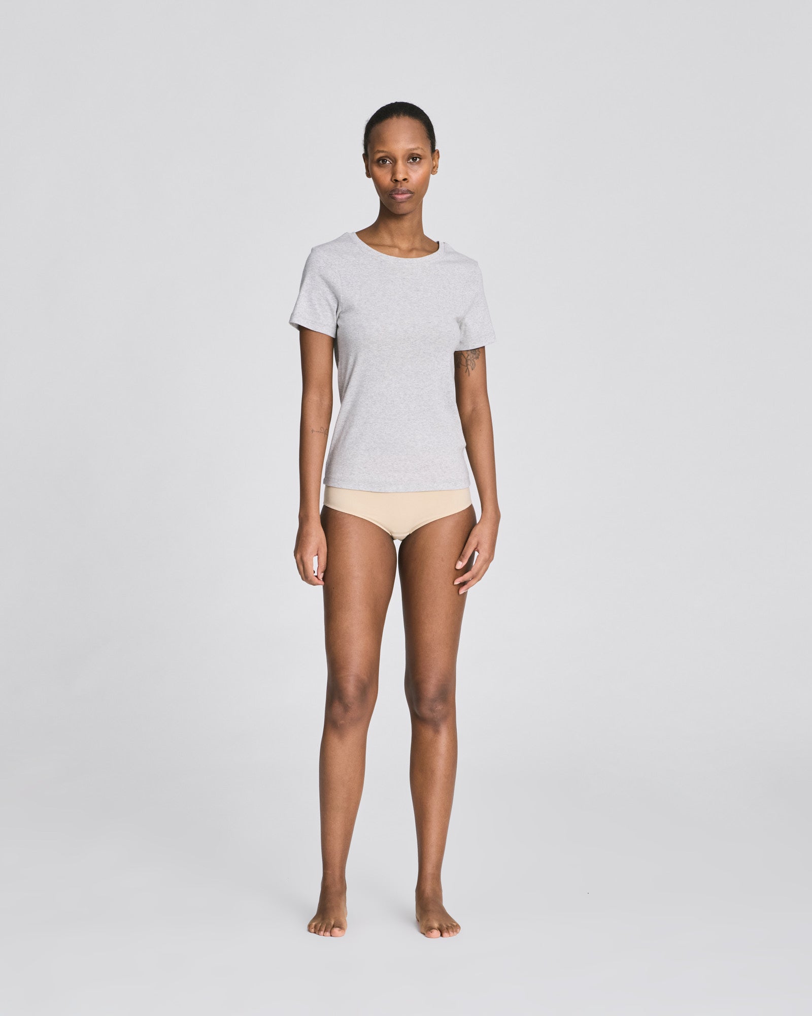 GAI+LISVA Trille Cotton Top 1x1 Rib Tee GOTS Tops & T-shirts 601 Light Grey Melange