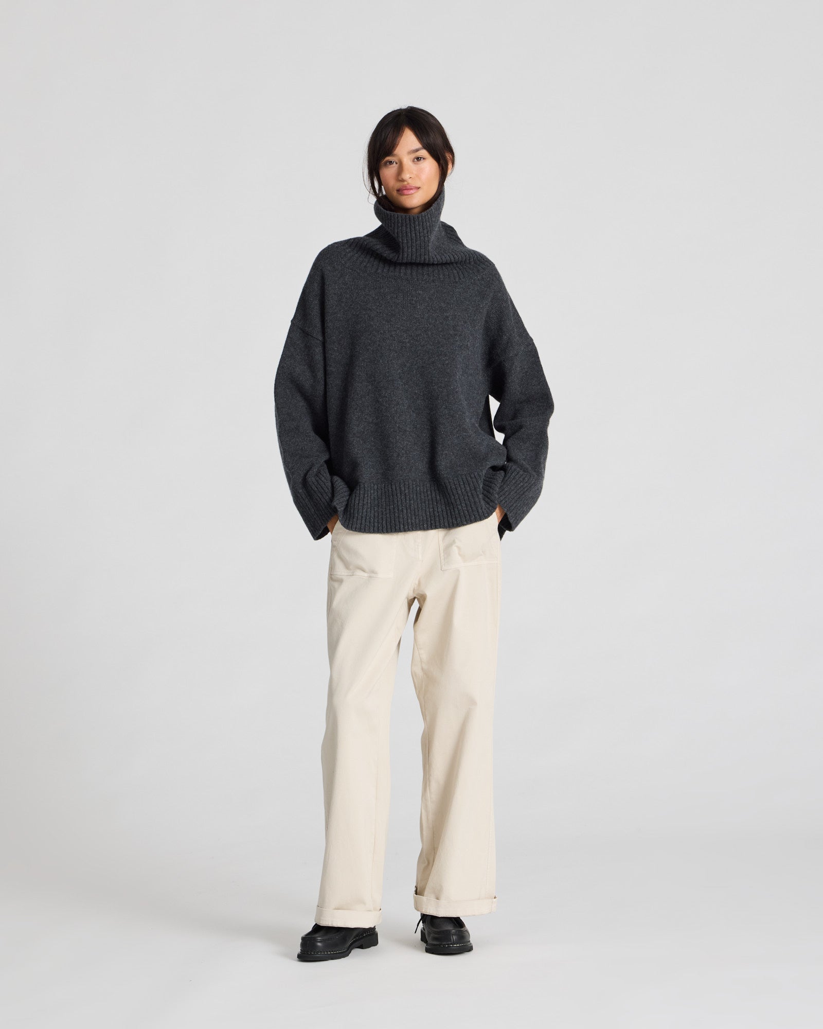 GAI+LISVA Vita Lambswool Jumper Lambswool l Knitwear 605 Dark Grey Melangè