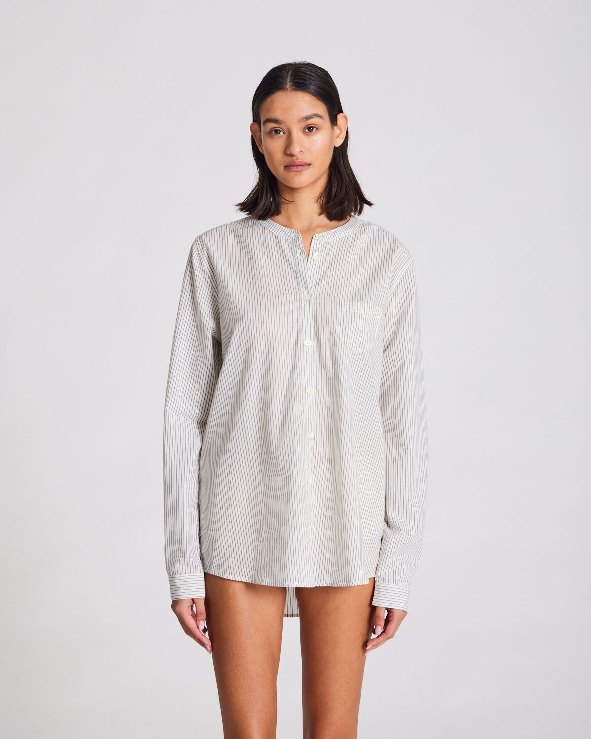 GAI+LISVA Woodie Shirt Cotton pin stripe GOTS 243975 Shirts & Blouses 470 Denim Blue Stripe