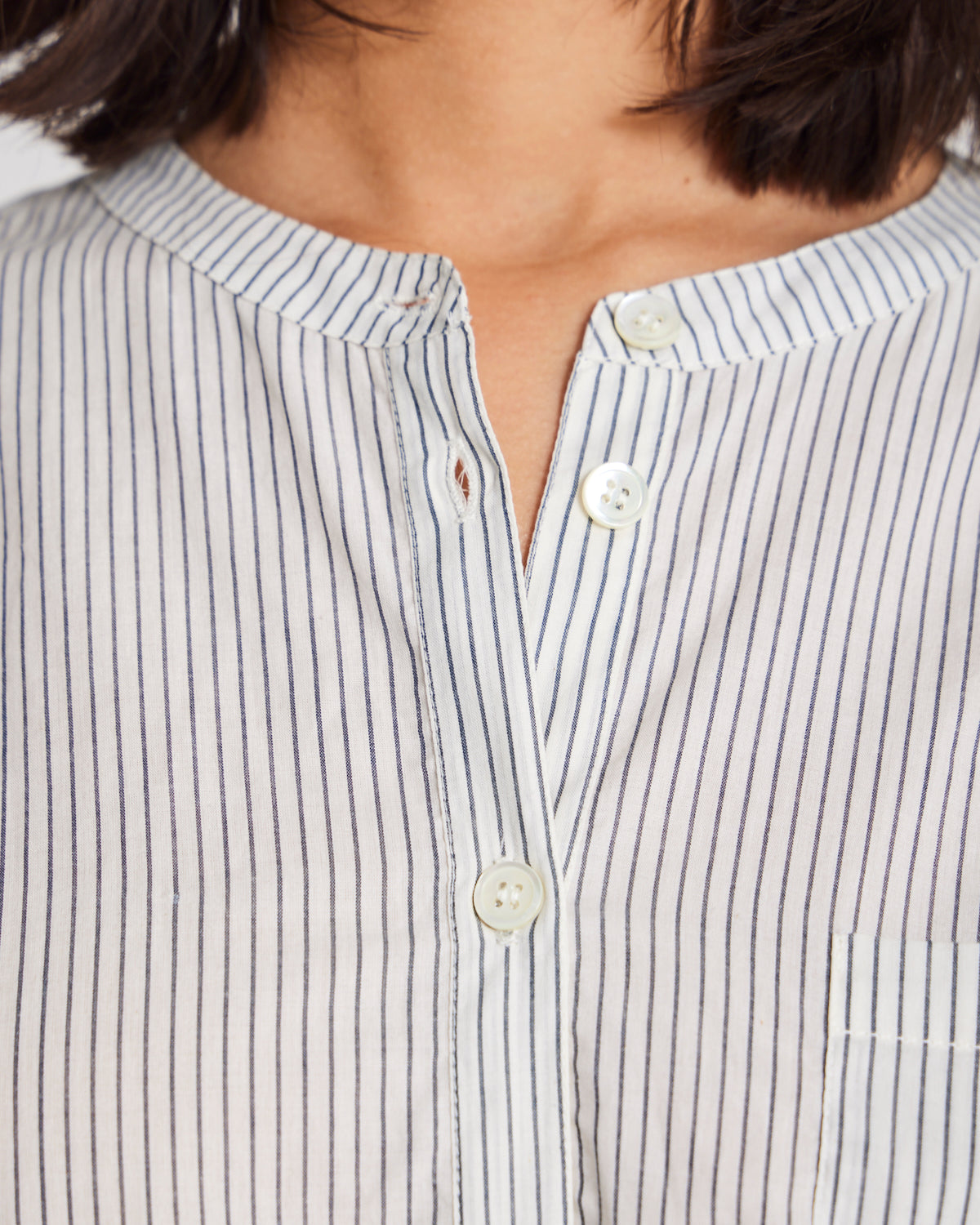 GAI+LISVA Woodie Shirt Cotton pin stripe GOTS 243975 Shirts & Blouses 470 Denim Blue Stripe