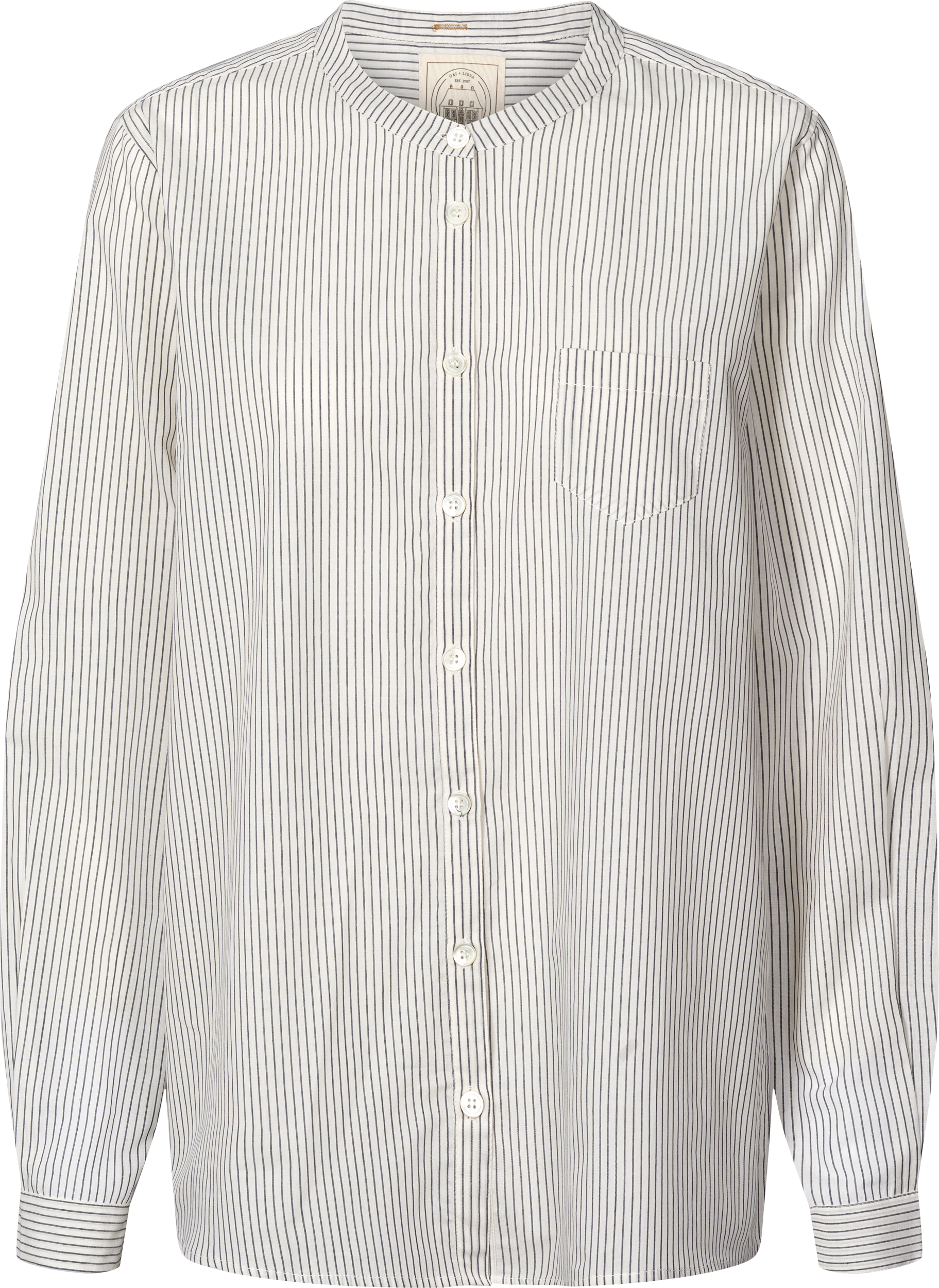 GAI+LISVA Woodie Shirt Cotton pin stripe GOTS 243975 Shirts & Blouses 470 Denim Blue Stripe